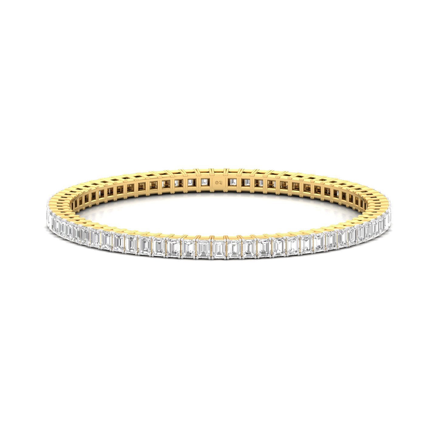 Emerald Cut Diamond Bangle | Elegant Lab Grown CVD Diamond Bangle Bracelet | 925 Silver | 10K | 14K | 18K - Gold Main View