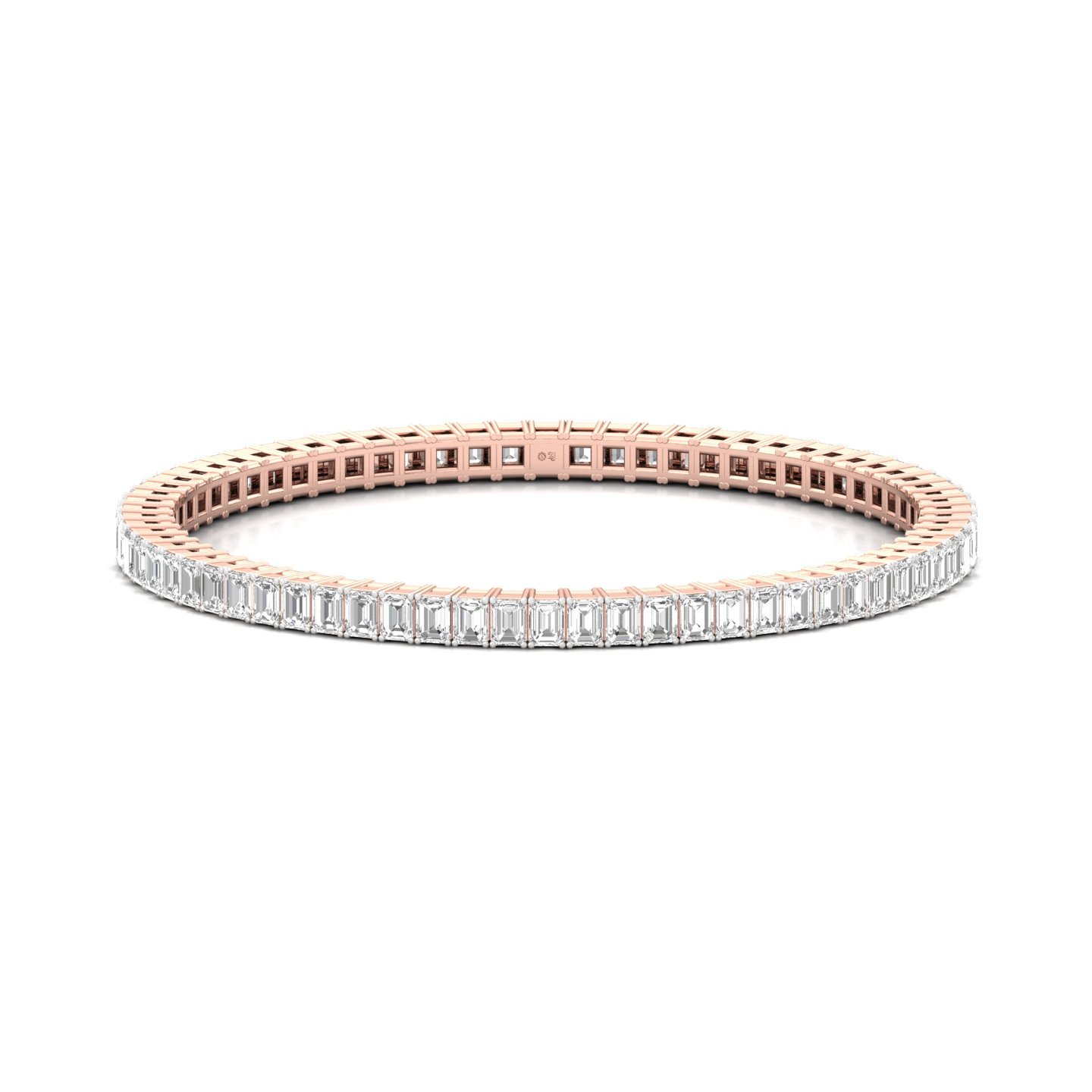 Emerald Cut Diamond Bangle | Elegant Lab Grown CVD Diamond Bangle Bracelet | 925 Silver | 10K | 14K | 18K - Rose Gold Main View