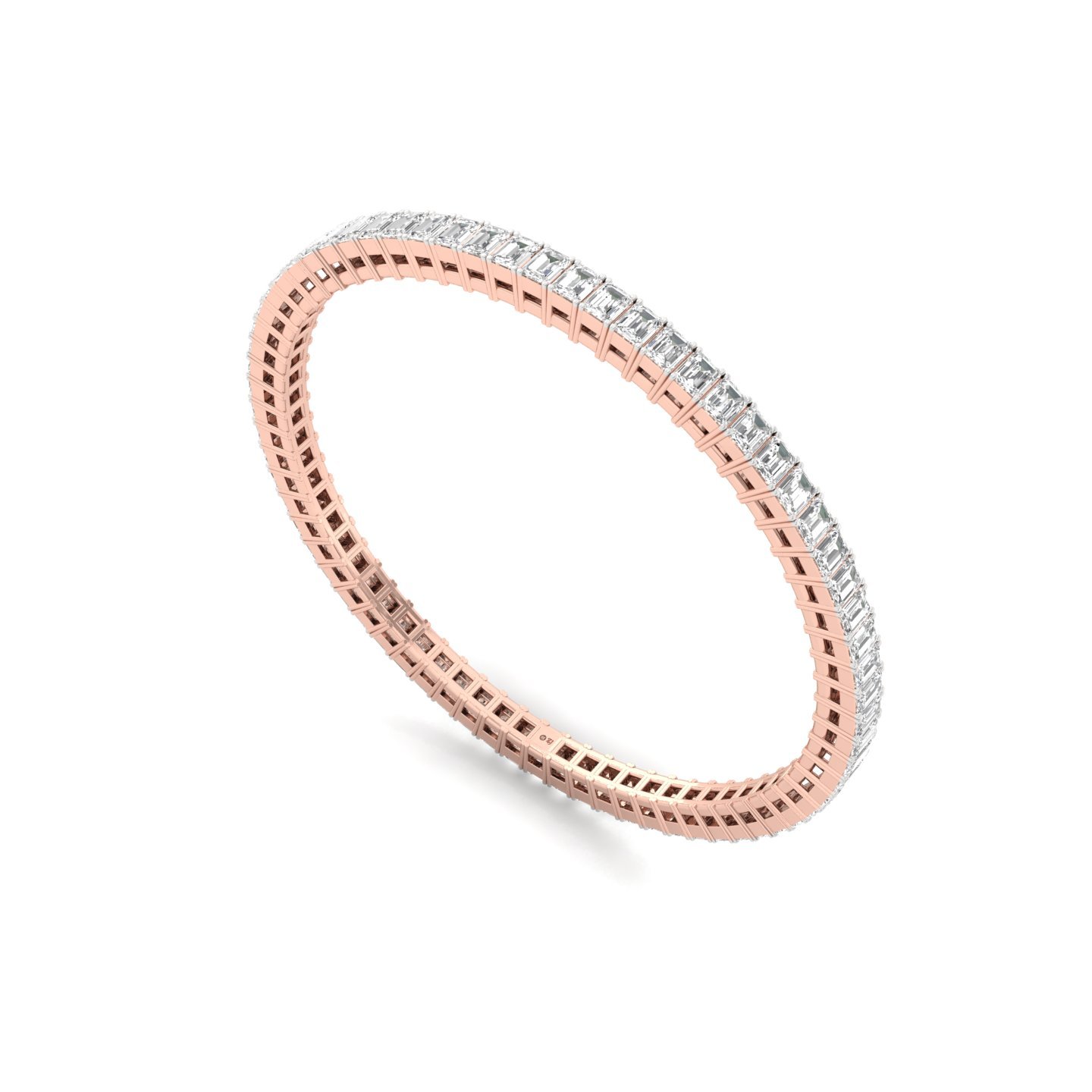 Emerald Cut Diamond Bangle | Elegant Lab Grown CVD Diamond Bangle Bracelet | 925 Silver | 10K | 14K | 18K - View 2