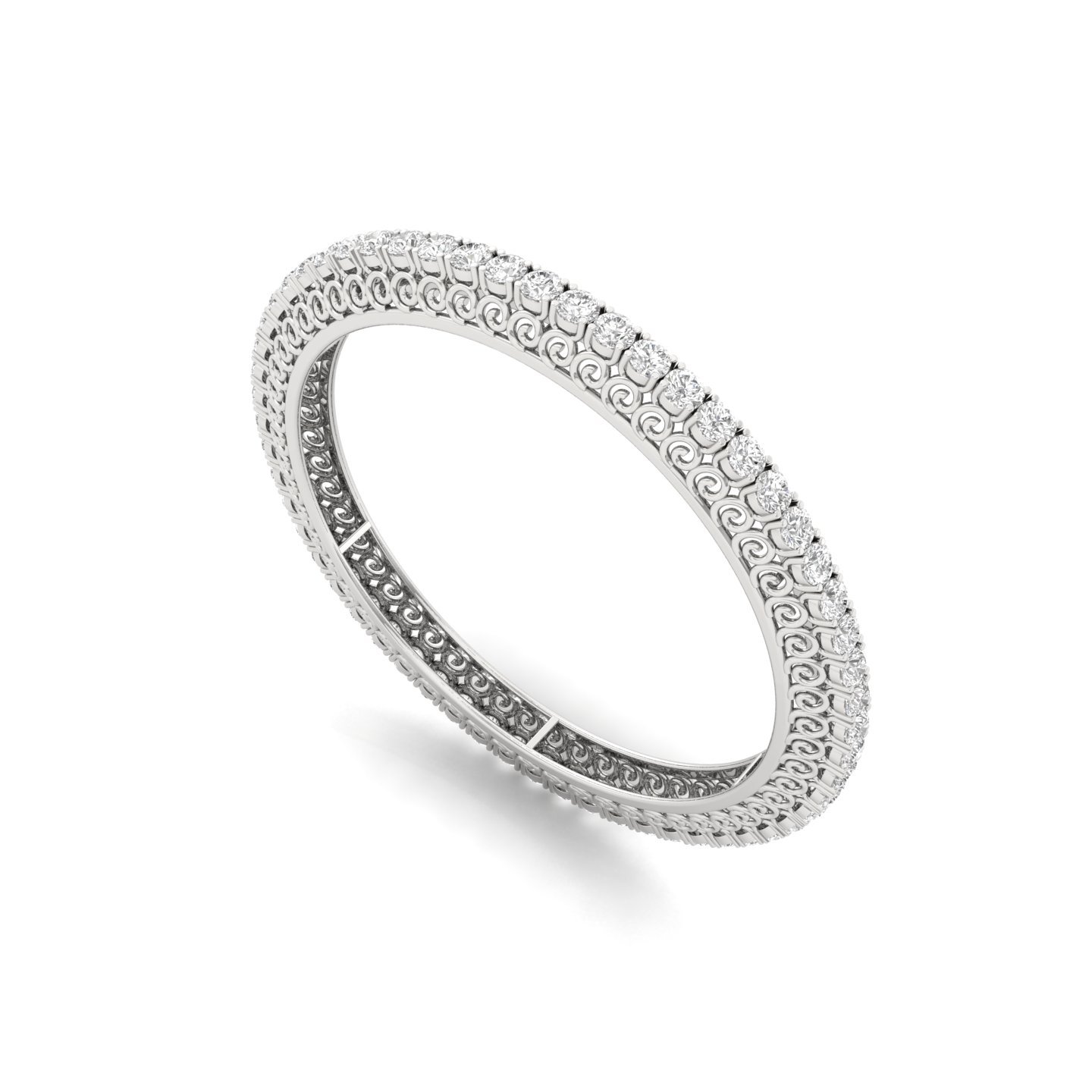 Round Cut Diamond Bangles (1 Pair) | Classic Lab Grown CVD Diamond Eternity Bangles | 925 Silver | 10K | 14K | 18K - View 2