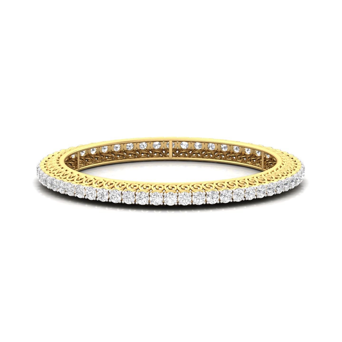 Round Cut Diamond Bangles (1 Pair) | Classic Lab Grown CVD Diamond Eternity Bangles | 925 Silver | 10K | 14K | 18K - Gold Main View