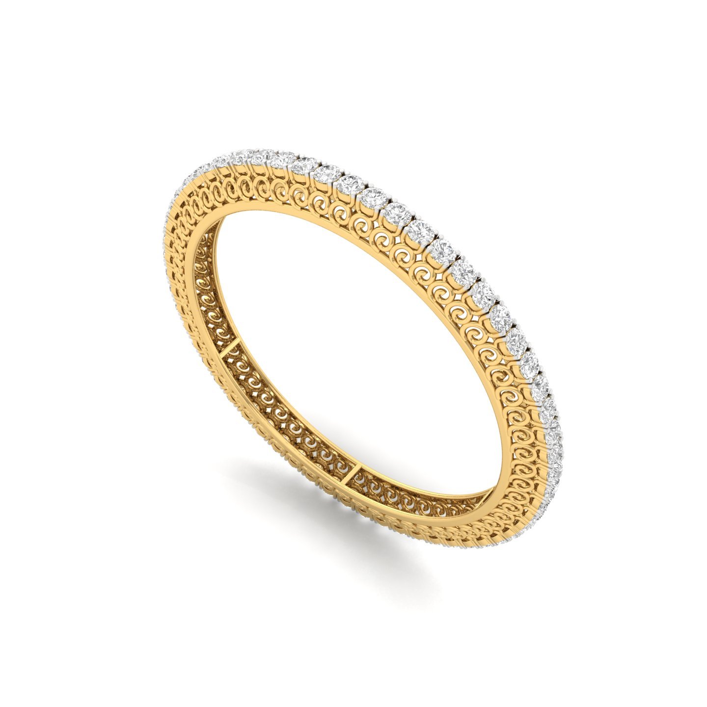 Round Cut Diamond Bangles (1 Pair) | Classic Lab Grown CVD Diamond Eternity Bangles | 925 Silver | 10K | 14K | 18K - View 2