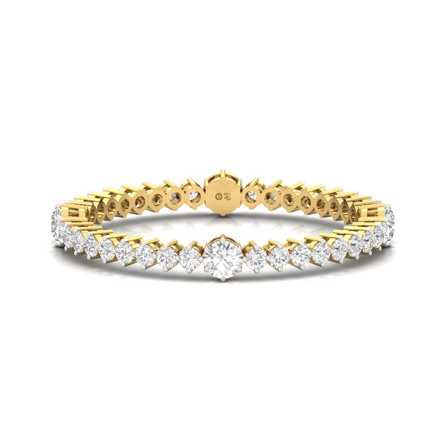 Round Cut Diamond Bangles (1 Pair) | Luxury Lab Grown CVD Diamond Designer Bangles | 925 Silver | 10K | 14K | 18K - Gold Main View