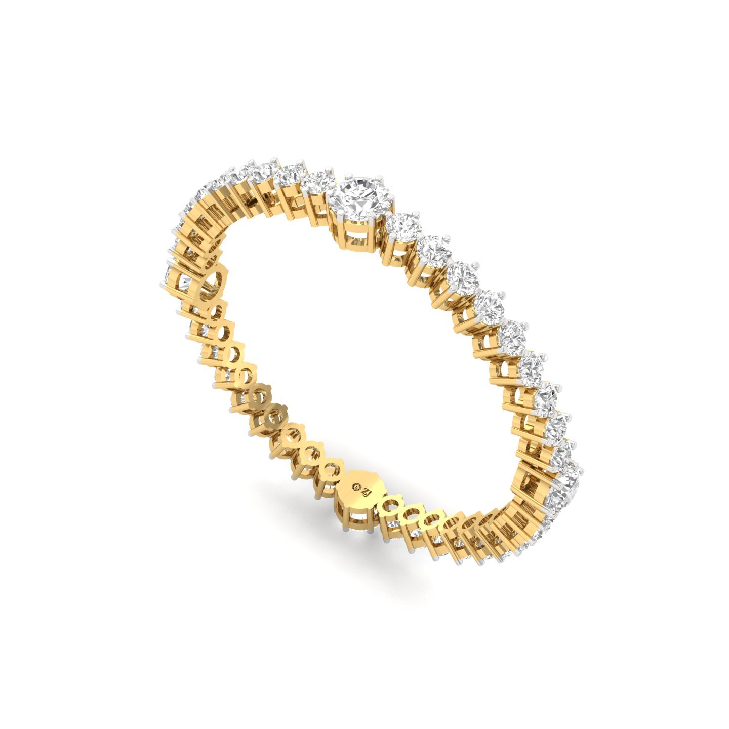 Round Cut Diamond Bangles (1 Pair) | Luxury Lab Grown CVD Diamond Designer Bangles | 925 Silver | 10K | 14K | 18K - View 2