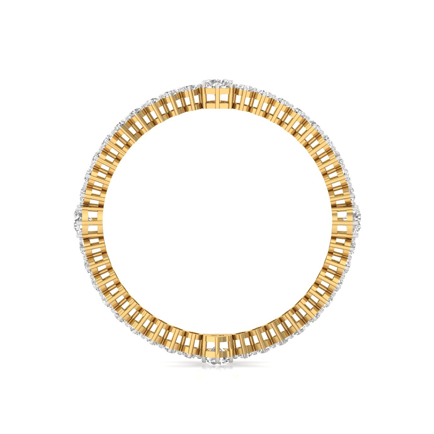 Round Cut Diamond Bangles (1 Pair) | Luxury Lab Grown CVD Diamond Designer Bangles | 925 Silver | 10K | 14K | 18K - View 3