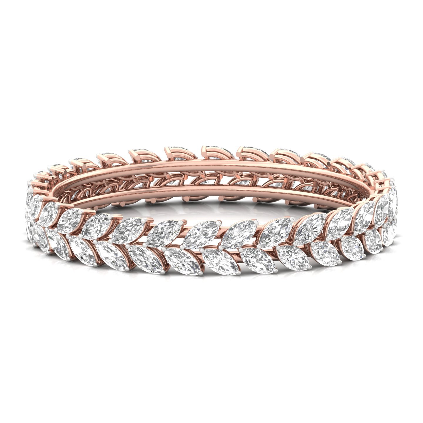 Round Cut Diamond Bangles (1 Pair) | Classic Lab Grown CVD Diamond Eternity Bangles | 14K | 18K Gold - View 2