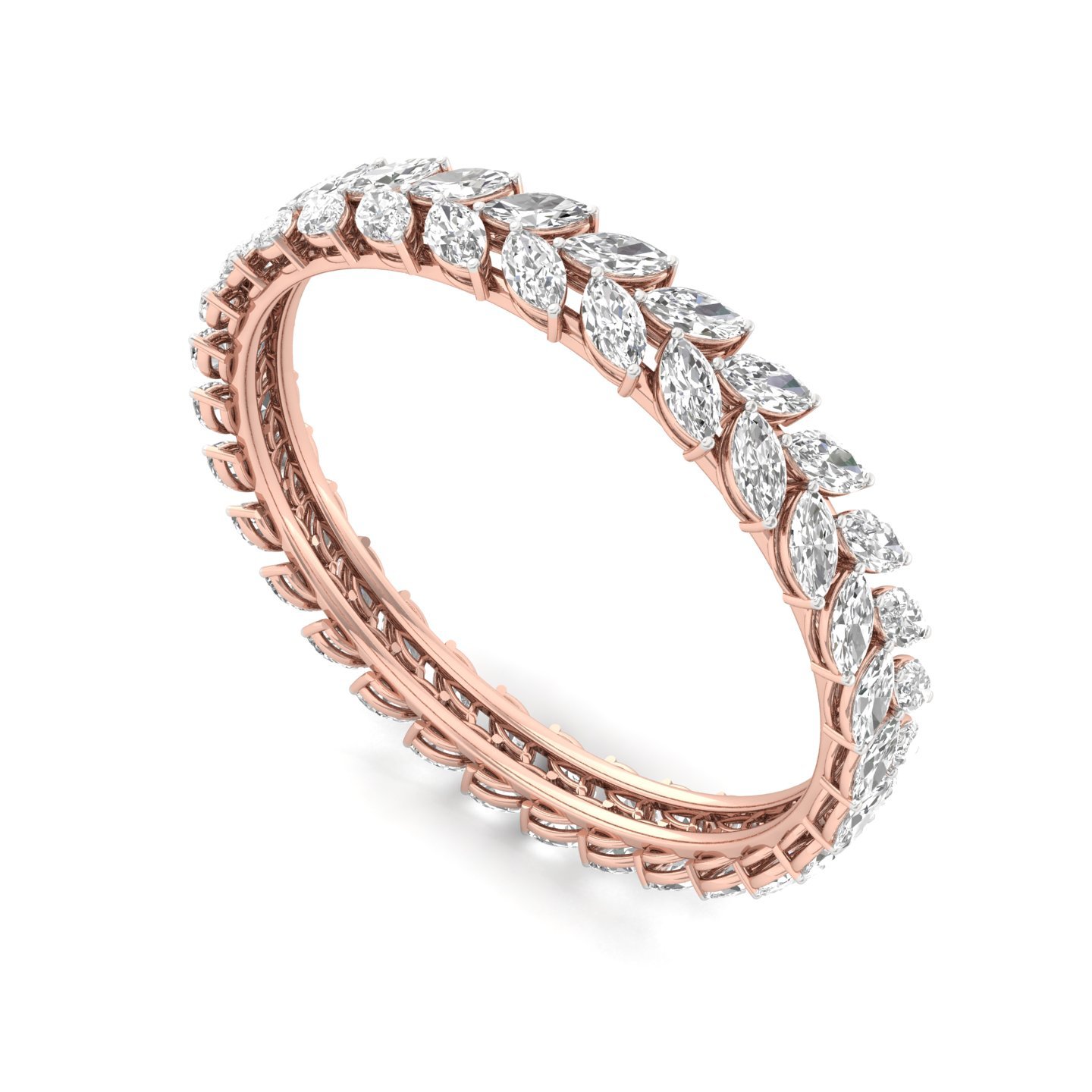 Round Cut Diamond Bangles (1 Pair) | Classic Lab Grown CVD Diamond Eternity Bangles | 14K | 18K Gold - View 3