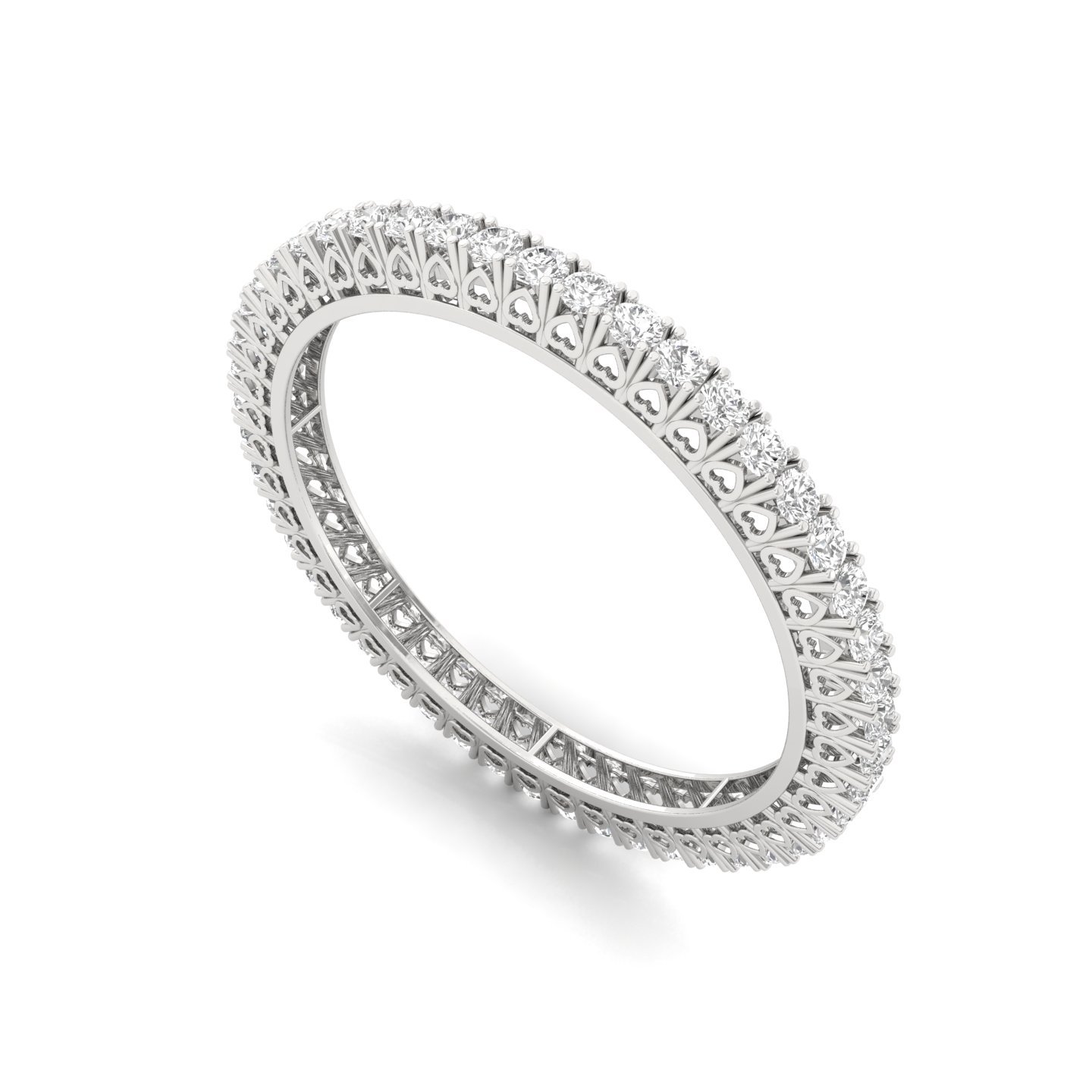 Round Cut Diamond Bangles (1 Pair) | Luxury Lab Grown CVD Diamond Eternity Bangles | 14K | 18K Yellow Gold - View 2