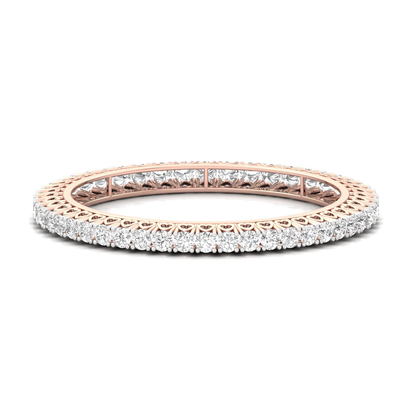 Round Cut Diamond Bangles (1 Pair) | Luxury Lab Grown CVD Diamond Eternity Bangles | 14K | 18K Yellow Gold - Rose Gold Main View