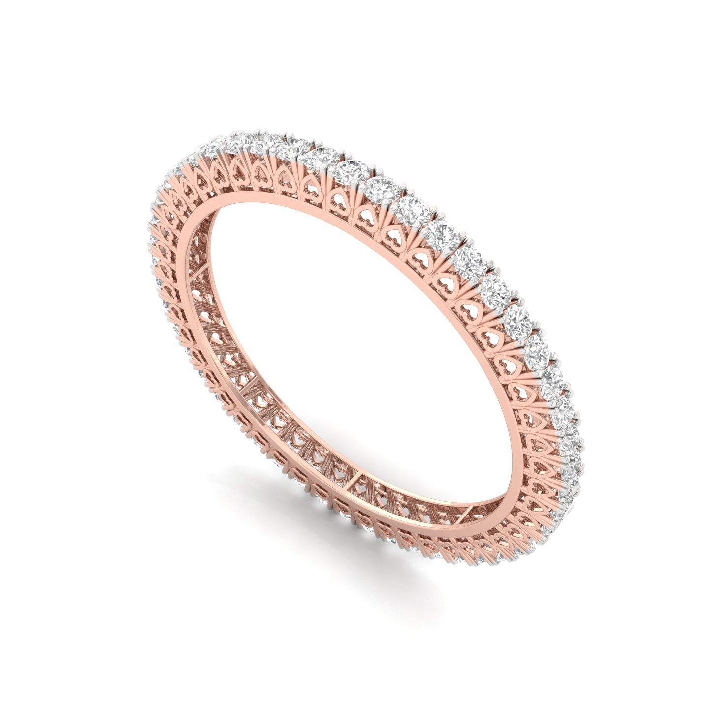 Round Cut Diamond Bangles (1 Pair) | Luxury Lab Grown CVD Diamond Eternity Bangles | 14K | 18K Yellow Gold - View 2