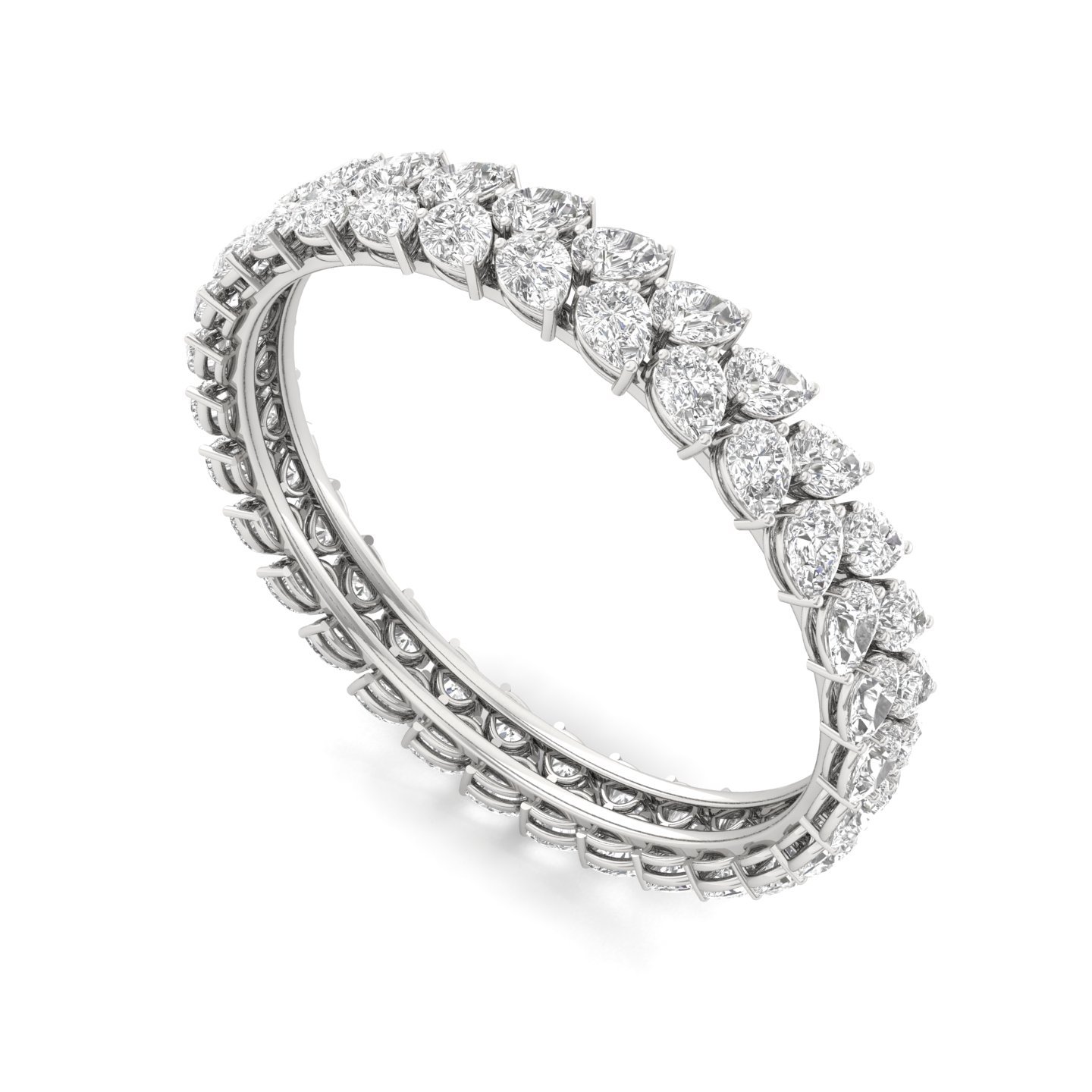 Pear Cut Diamond Bangle | Luxury Lab Grown CVD Diamond Designer Bangle | 925 Silver | 10K | 14K | 18K - View 2