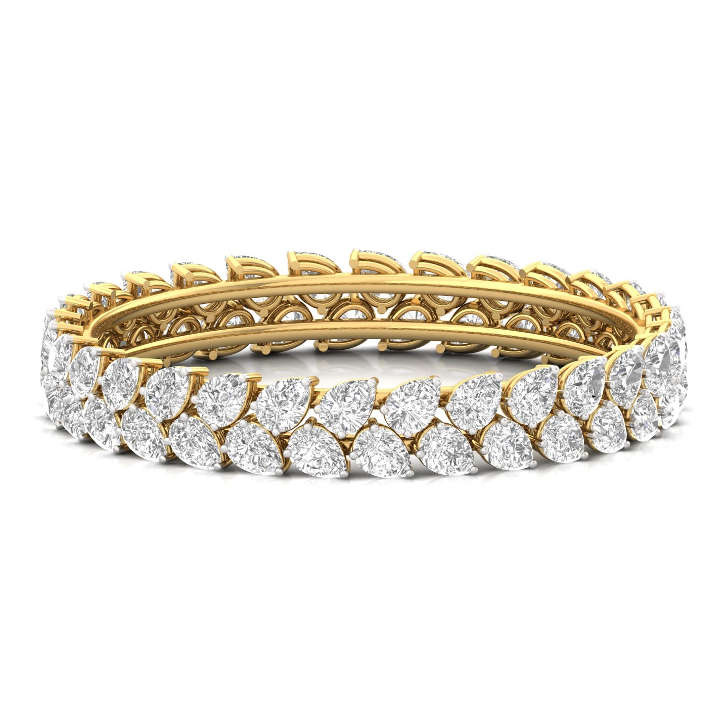 Pear Cut Diamond Bangle | Luxury Lab Grown CVD Diamond Designer Bangle | 925 Silver | 10K | 14K | 18K - Gold Main View