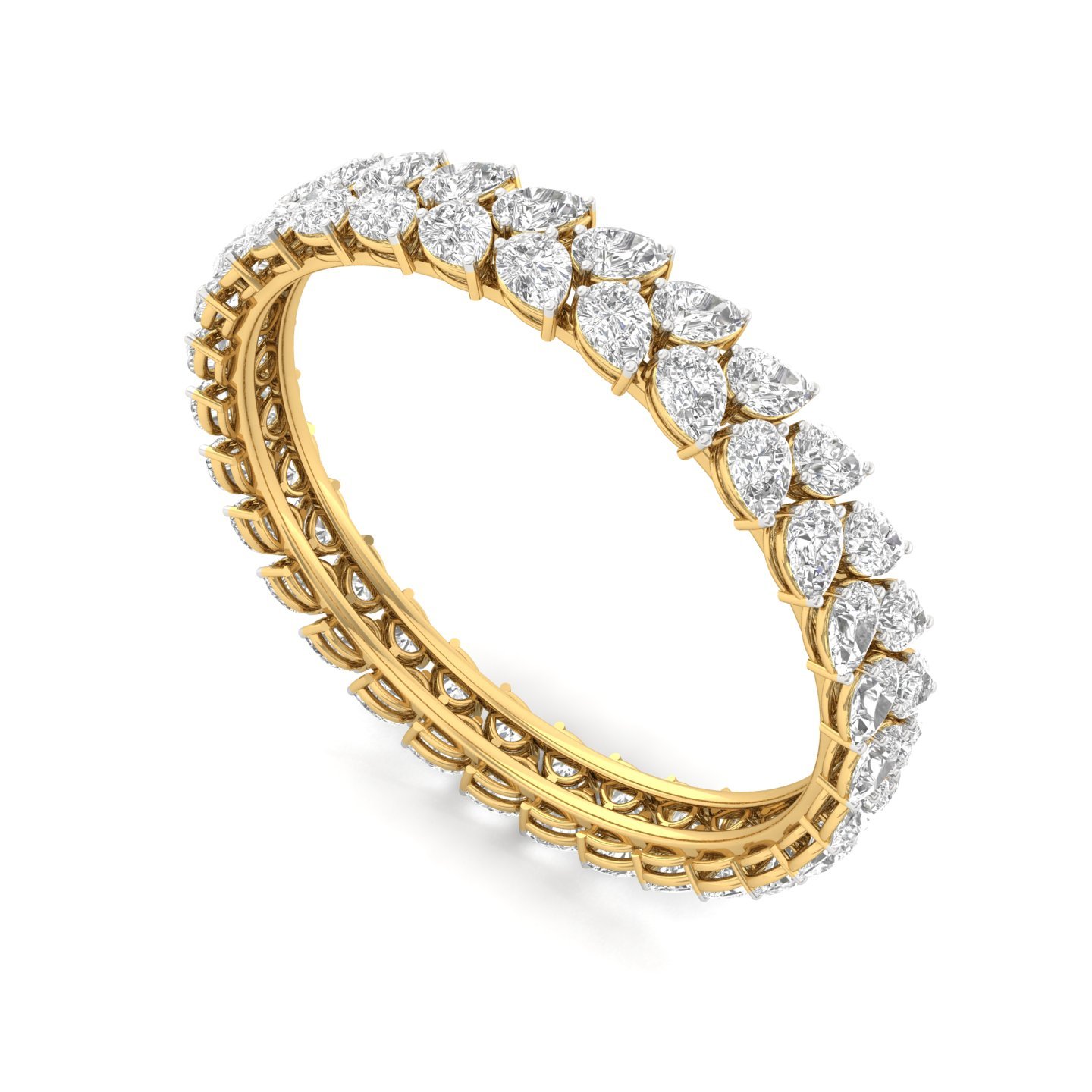 Pear Cut Diamond Bangle | Luxury Lab Grown CVD Diamond Designer Bangle | 925 Silver | 10K | 14K | 18K - View 2