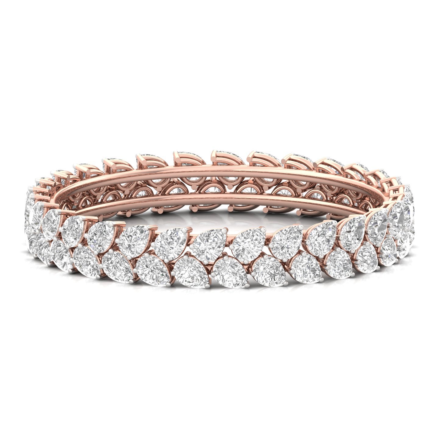 Pear Cut Diamond Bangle | Luxury Lab Grown CVD Diamond Designer Bangle | 925 Silver | 10K | 14K | 18K - Rose Gold Main View