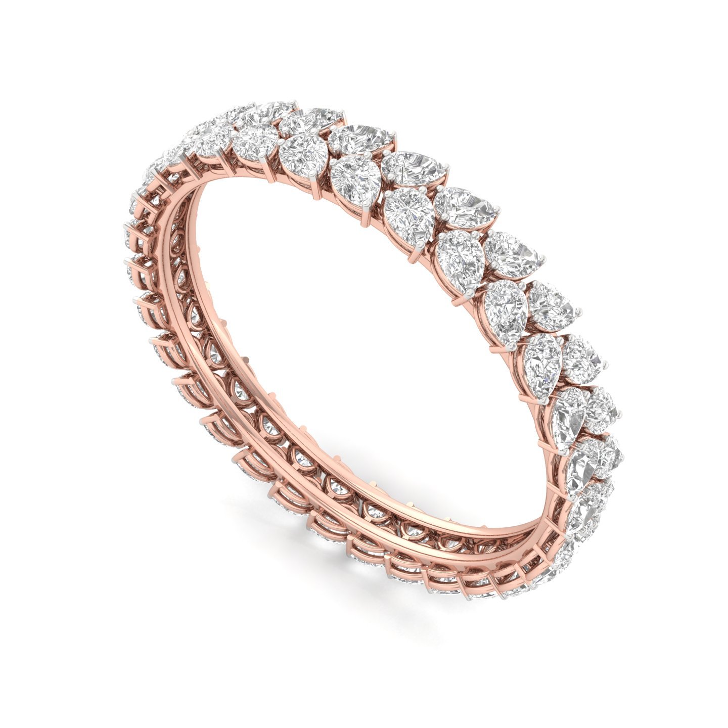 Pear Cut Diamond Bangle | Luxury Lab Grown CVD Diamond Designer Bangle | 925 Silver | 10K | 14K | 18K - View 2