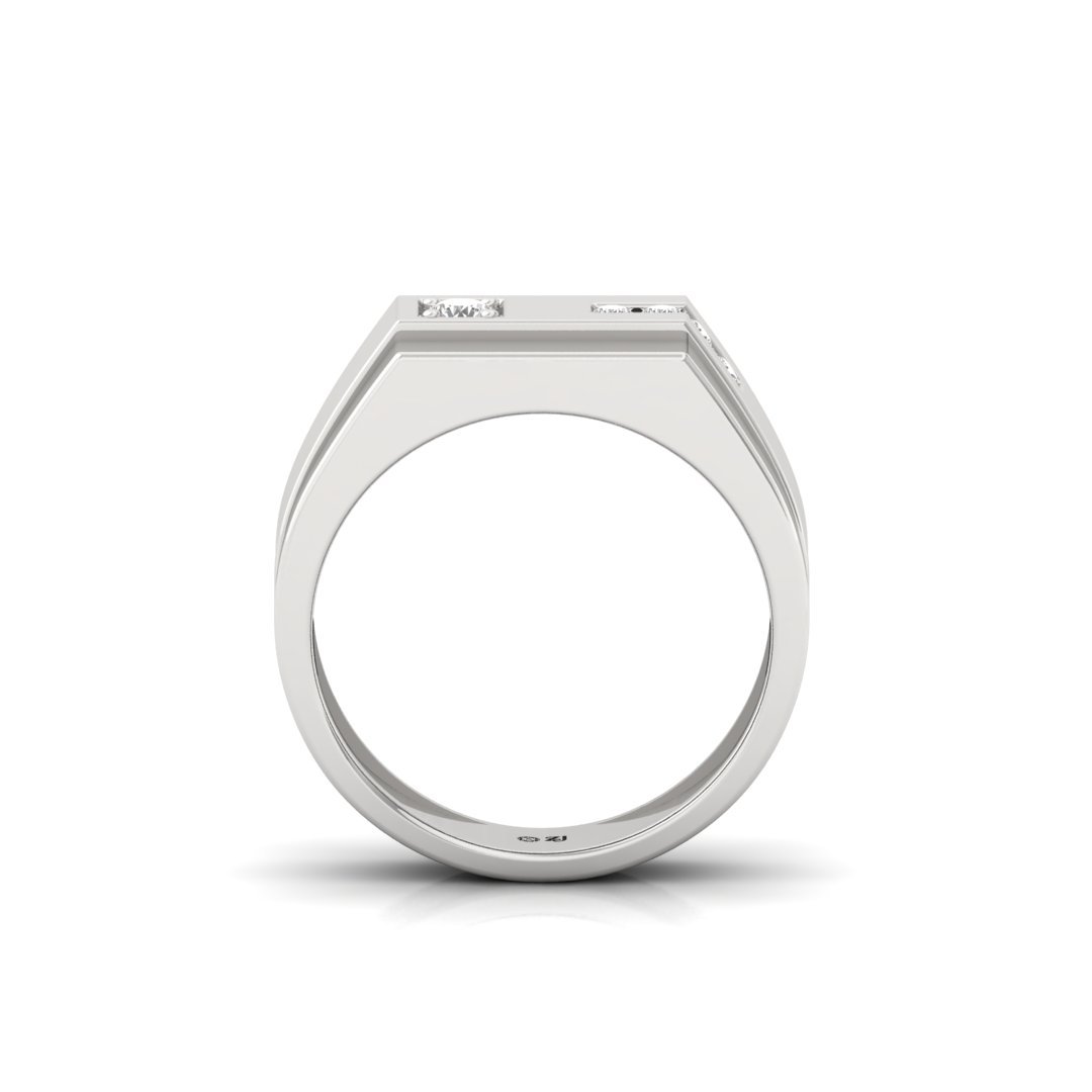 Round Cut Men’s Diamond Ring | Modern Two-Tone Lab Grown CVD Diamond Band | 925 Silver | 10K | 14K | 18K - View 3