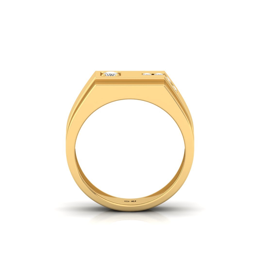 Round Cut Men’s Diamond Ring | Modern Two-Tone Lab Grown CVD Diamond Band | 925 Silver | 10K | 14K | 18K - View 3