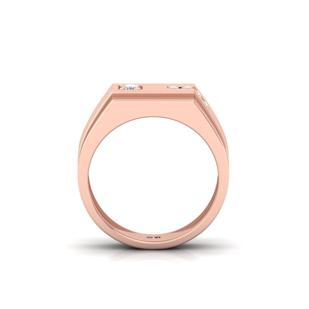 Round Cut Men’s Diamond Ring | Modern Two-Tone Lab Grown CVD Diamond Band | 925 Silver | 10K | 14K | 18K - View 3