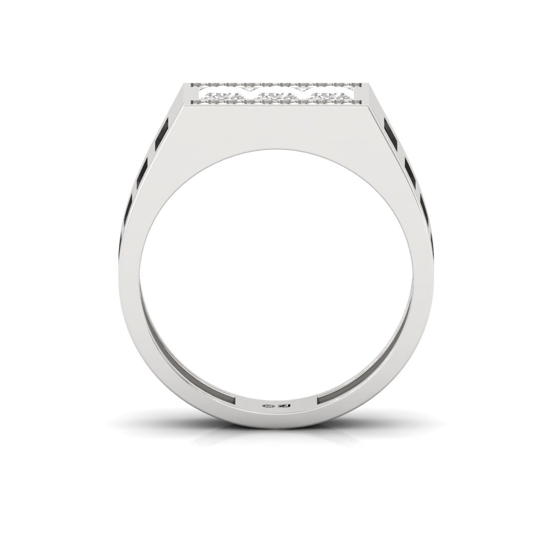 Princess Cut Men’s Diamond Ring | Modern Rectangular Cluster Band | Lab Grown CVD Diamonds | 925 Silver | 10K | 14K | 18K - View 3