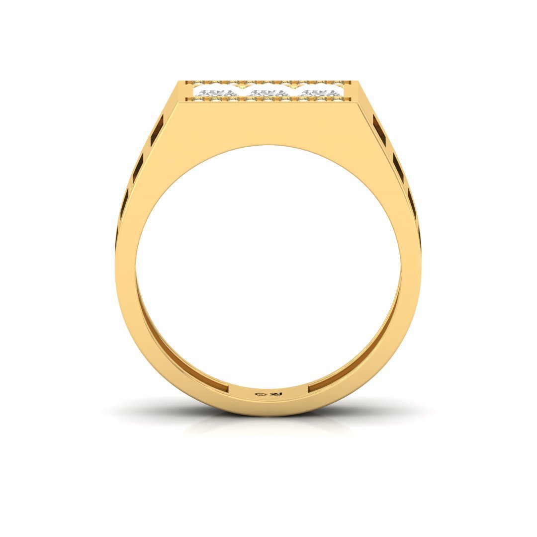 Princess Cut Men’s Diamond Ring | Modern Rectangular Cluster Band | Lab Grown CVD Diamonds | 925 Silver | 10K | 14K | 18K - View 3