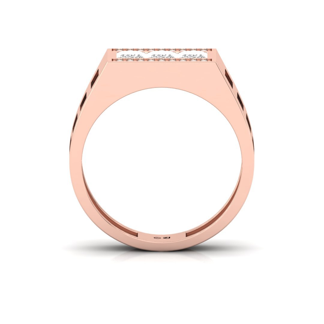 Princess Cut Men’s Diamond Ring | Modern Rectangular Cluster Band | Lab Grown CVD Diamonds | 925 Silver | 10K | 14K | 18K - View 3