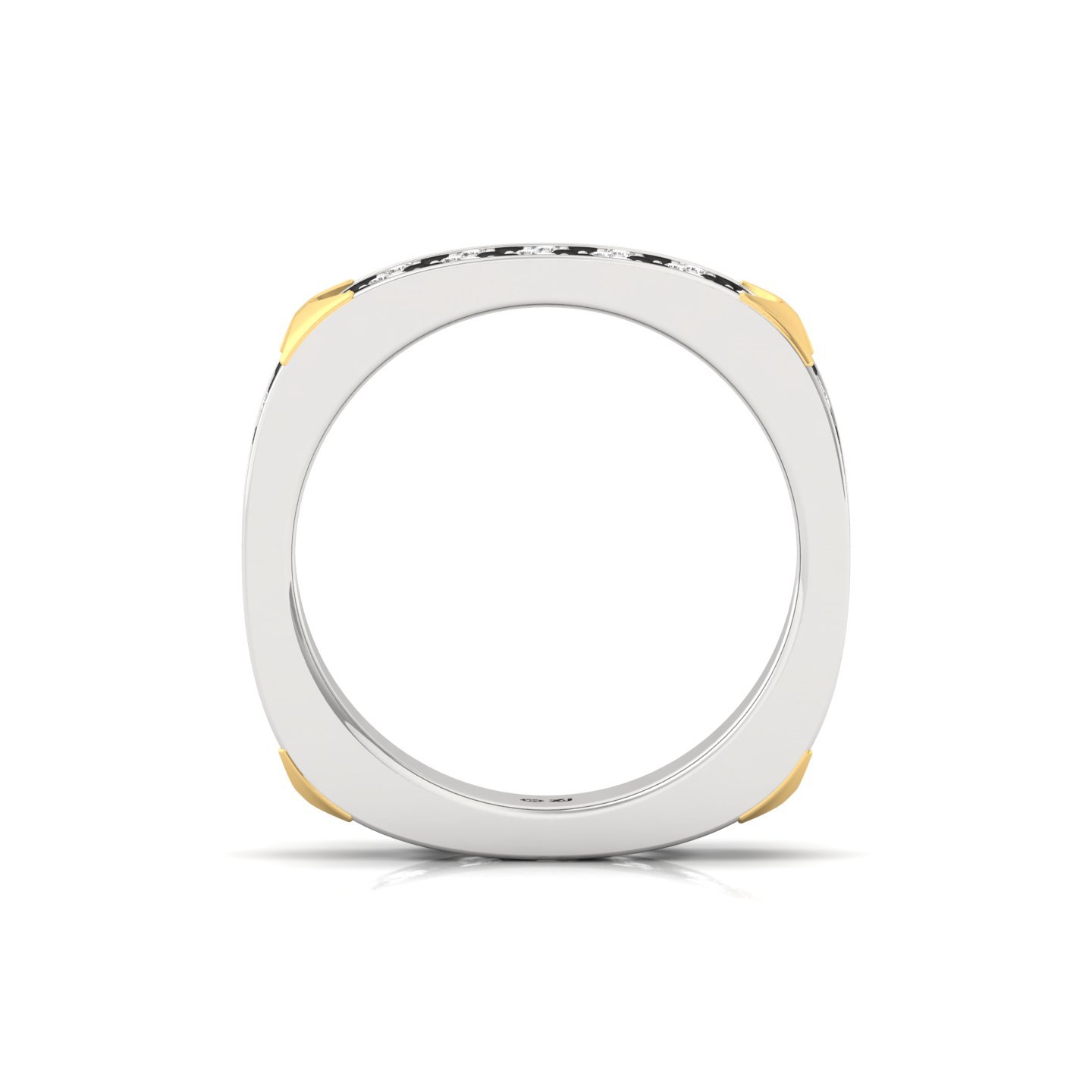 Men’s Black & White Diamond Band Ring | Modern Dual-Tone Design | Lab Grown CVD Diamonds | 925 Silver | 10K | 14K | 18K - View 3