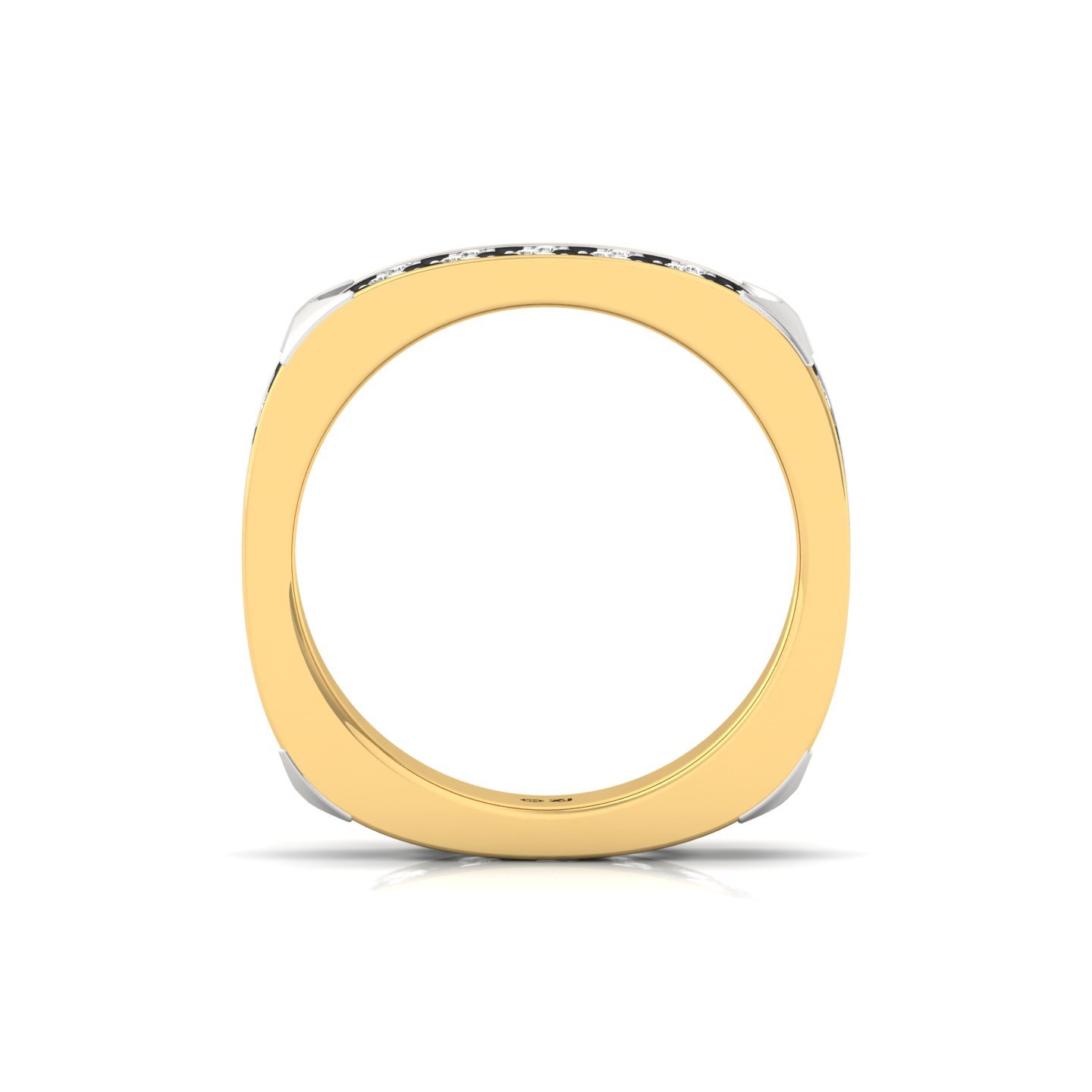 Men’s Black & White Diamond Band Ring | Modern Dual-Tone Design | Lab Grown CVD Diamonds | 925 Silver | 10K | 14K | 18K - View 3