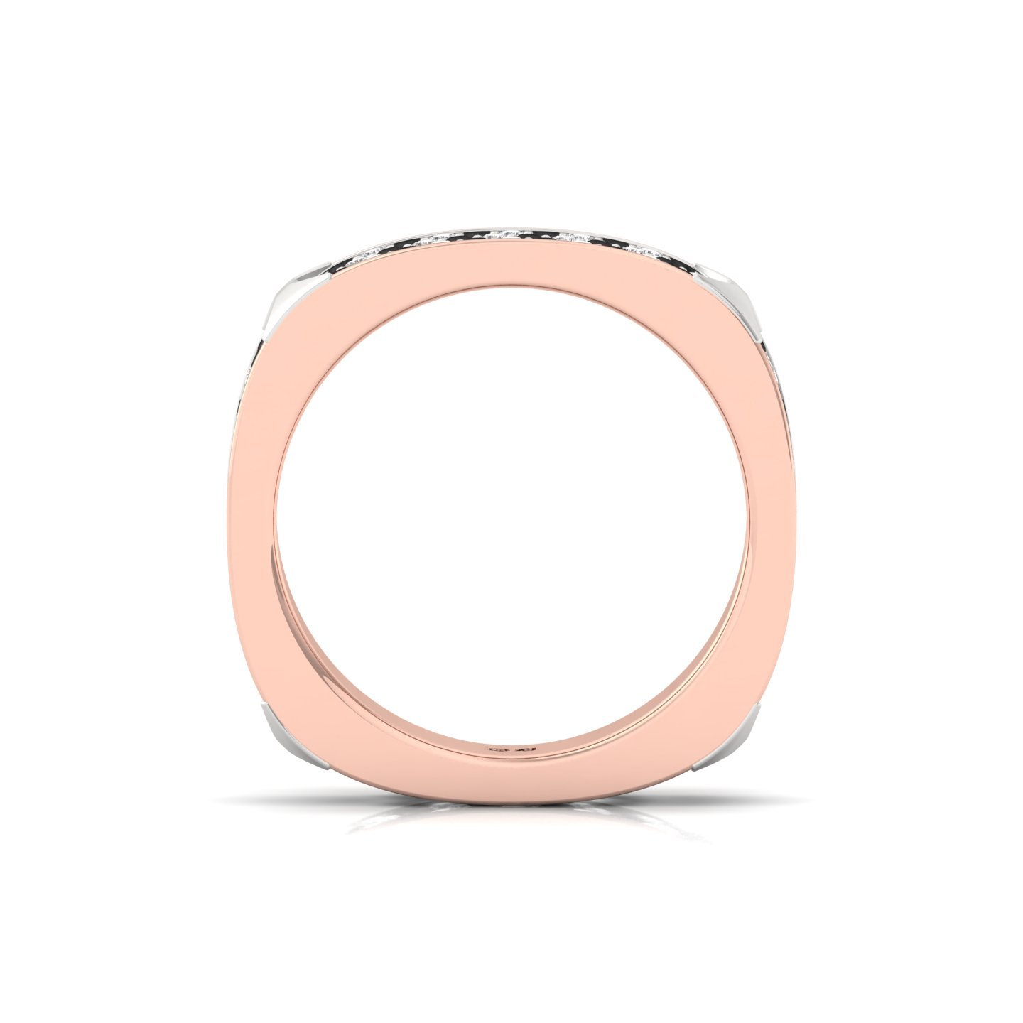 Men’s Black & White Diamond Band Ring | Modern Dual-Tone Design | Lab Grown CVD Diamonds | 925 Silver | 10K | 14K | 18K - View 3