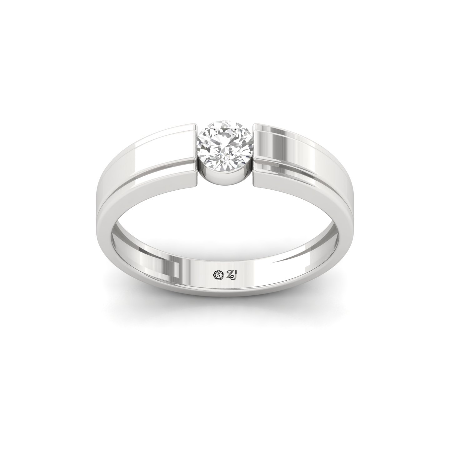 Men’s Solitaire Diamond Ring | Bold Lab Grown CVD Diamond | Dual-Tone Gold & Silver Band | 925 Silver | 10K | 14K | 18K - Main View