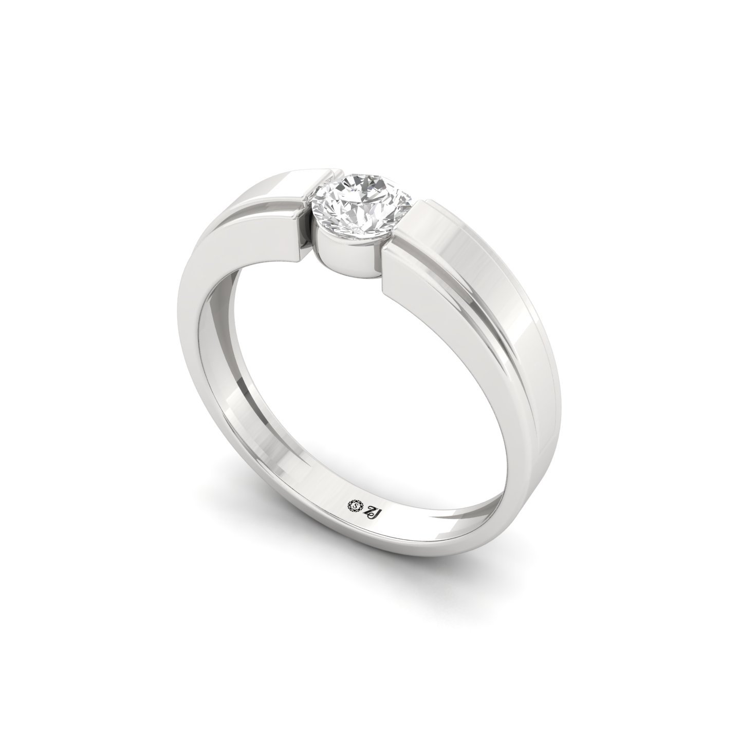 Men’s Solitaire Diamond Ring | Bold Lab Grown CVD Diamond | Dual-Tone Gold & Silver Band | 925 Silver | 10K | 14K | 18K - View 2