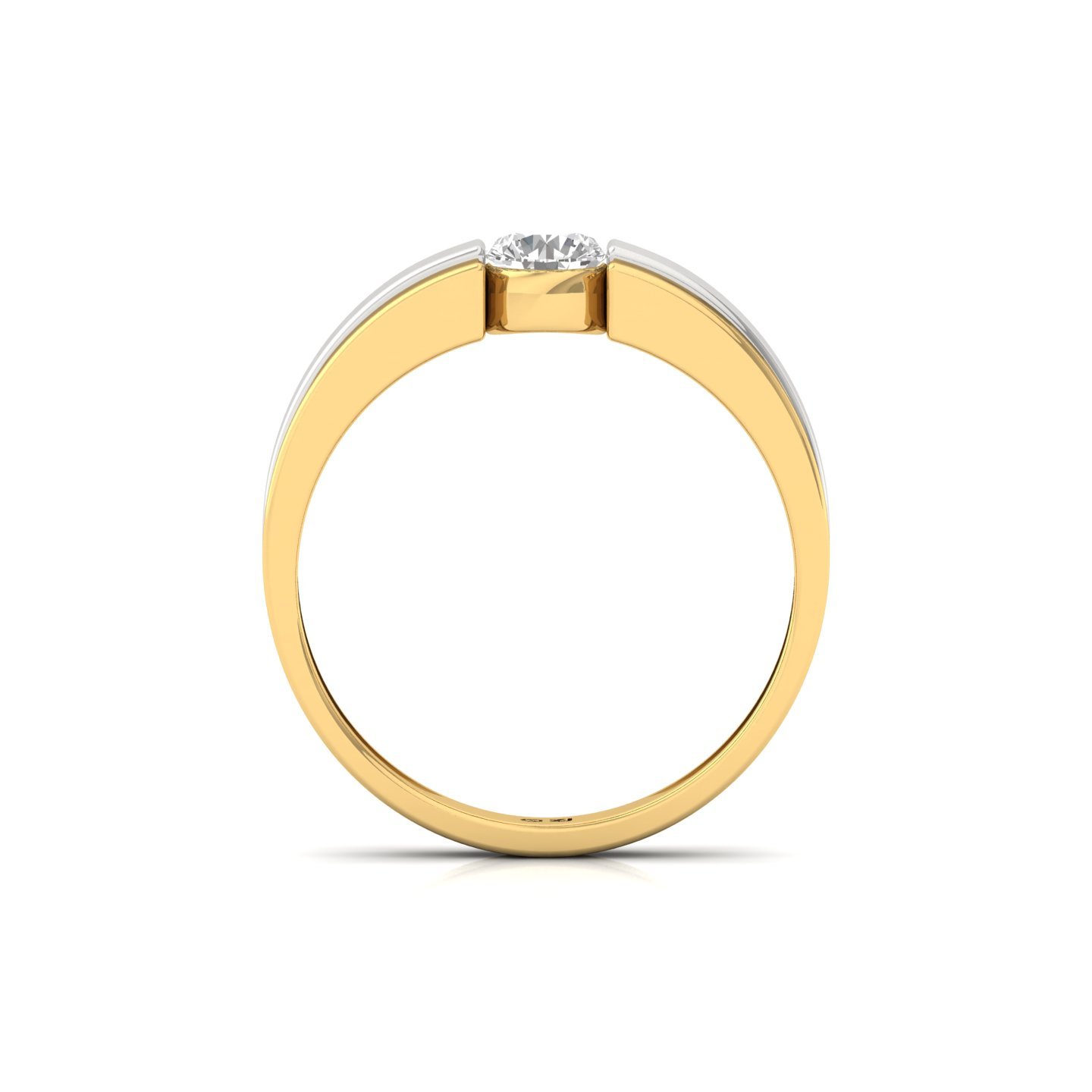 Men’s Solitaire Diamond Ring | Bold Lab Grown CVD Diamond | Dual-Tone Gold & Silver Band | 925 Silver | 10K | 14K | 18K - View 3