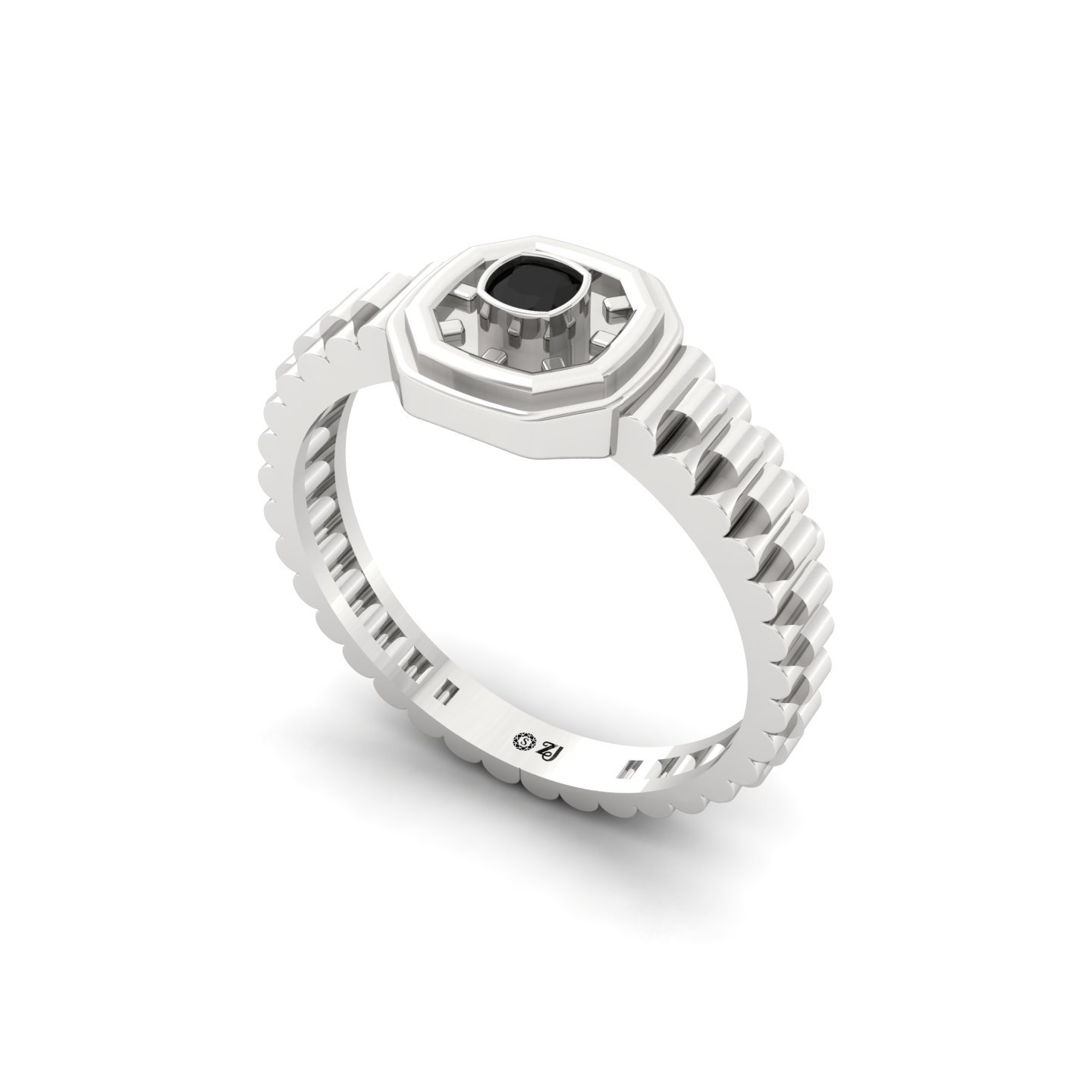 Men’s Black Diamond Ring | Bold Cushion Cut | Modern Octagon Bezel Design | 925 Silver | 10K | 14K | 18K - View 2