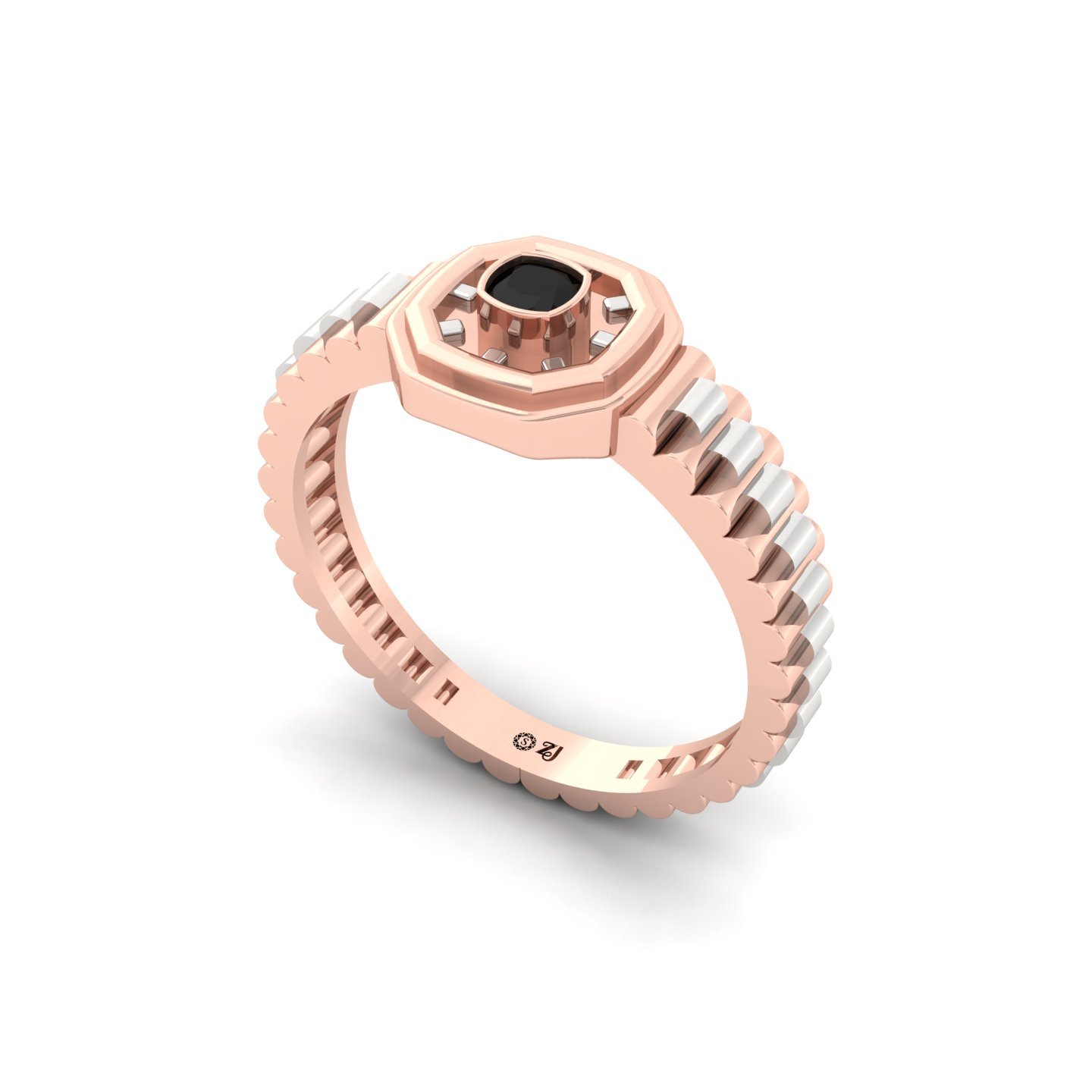 Men’s Black Diamond Ring | Bold Cushion Cut | Modern Octagon Bezel Design | 925 Silver | 10K | 14K | 18K - View 2