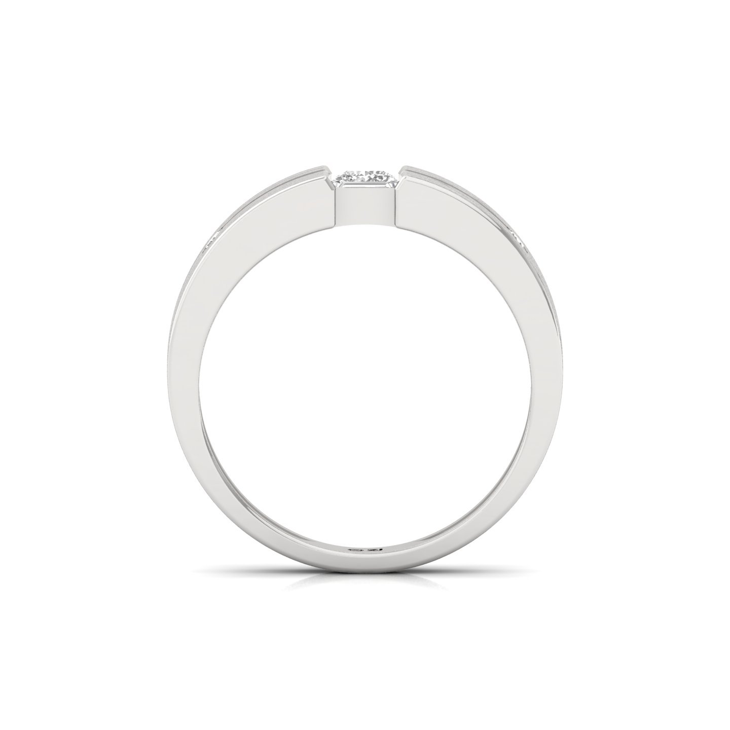 Men’s Diamond Ring | Princess Cut Center with Round Accents | Matte Finish Band | 925 Silver | 10K | 14K | 18K - View 3