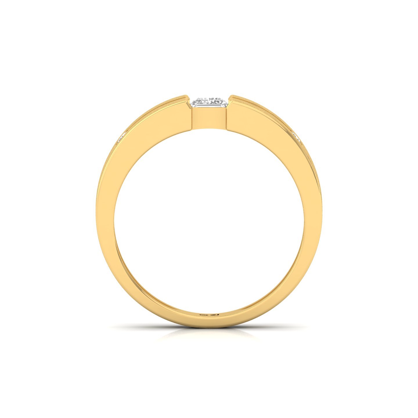 Men’s Diamond Ring | Princess Cut Center with Round Accents | Matte Finish Band | 925 Silver | 10K | 14K | 18K - View 3