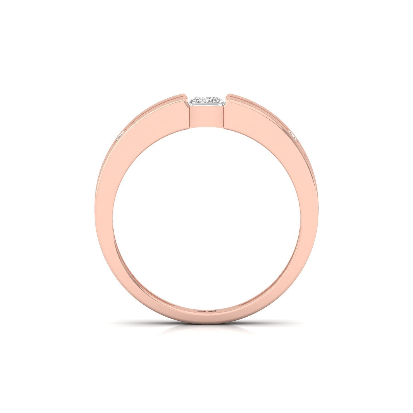 Men’s Diamond Ring | Princess Cut Center with Round Accents | Matte Finish Band | 925 Silver | 10K | 14K | 18K - View 3