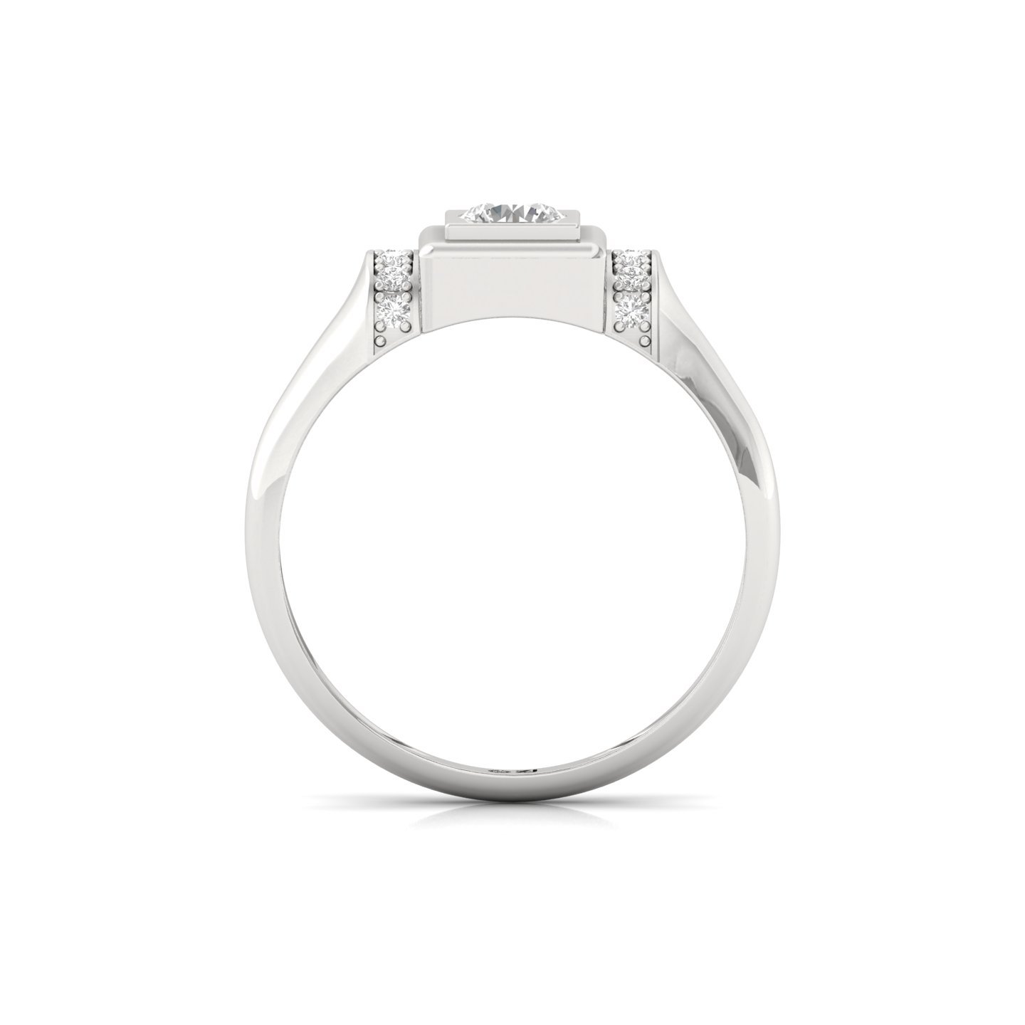 Men’s Diamond Ring | Bold Square Setting with Round Solitaire & Accent Diamonds | 925 Silver | 10K | 14K | 18K - View 3
