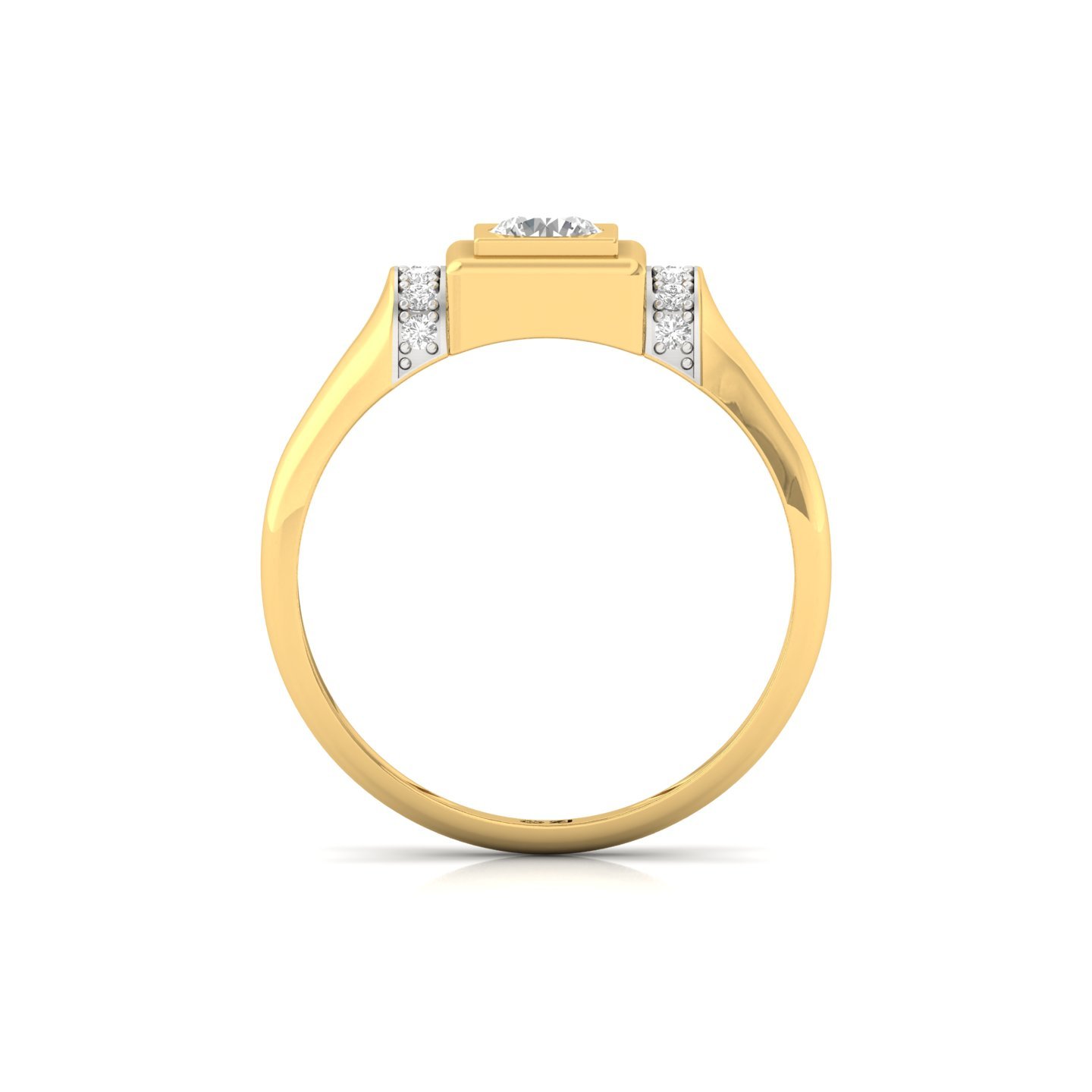 Men’s Diamond Ring | Bold Square Setting with Round Solitaire & Accent Diamonds | 925 Silver | 10K | 14K | 18K - View 3