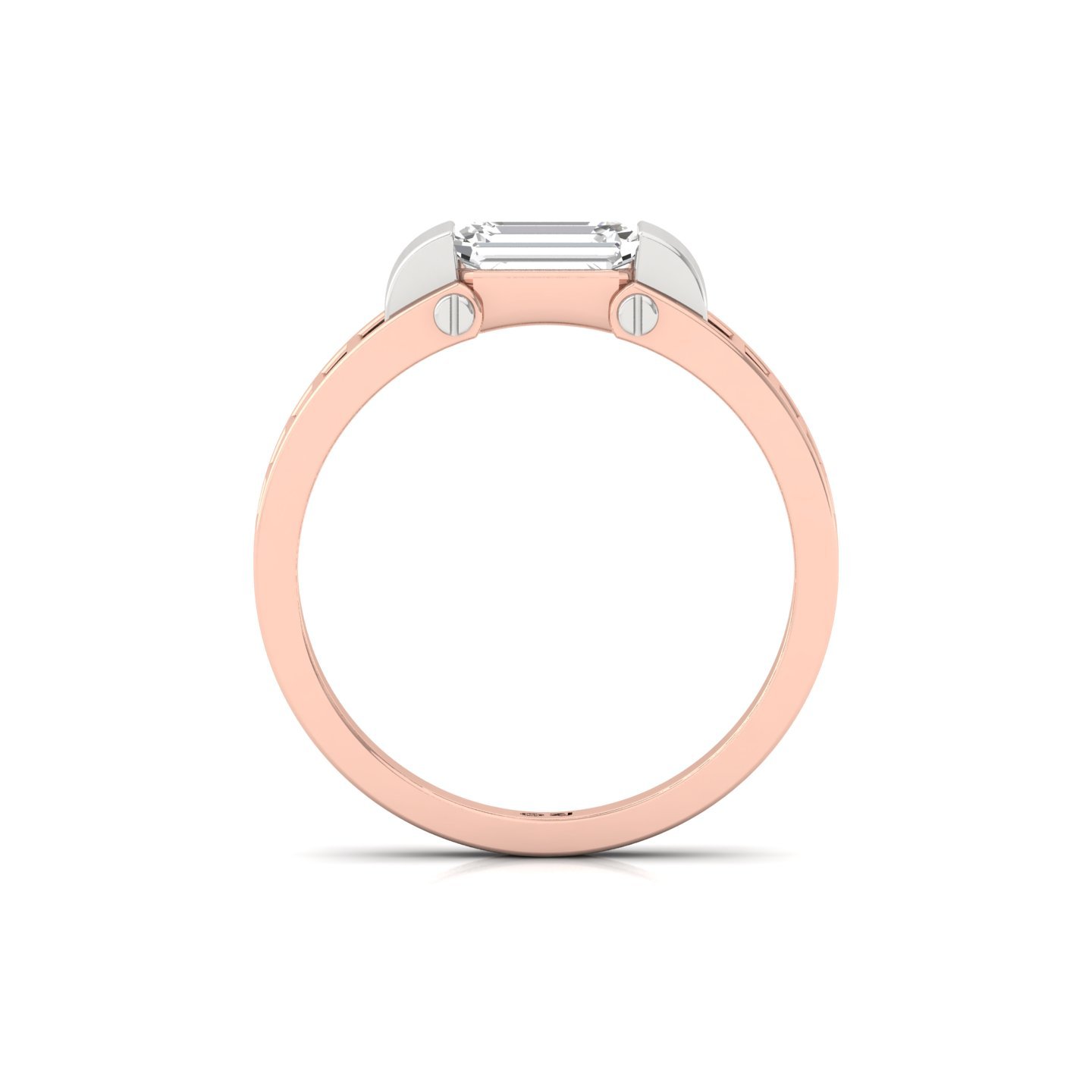 Men’s Emerald Cut Diamond Ring | Bold Solitaire Design with Dual-Tone Band | 925 Silver | 10K | 14K | 18K - View 3