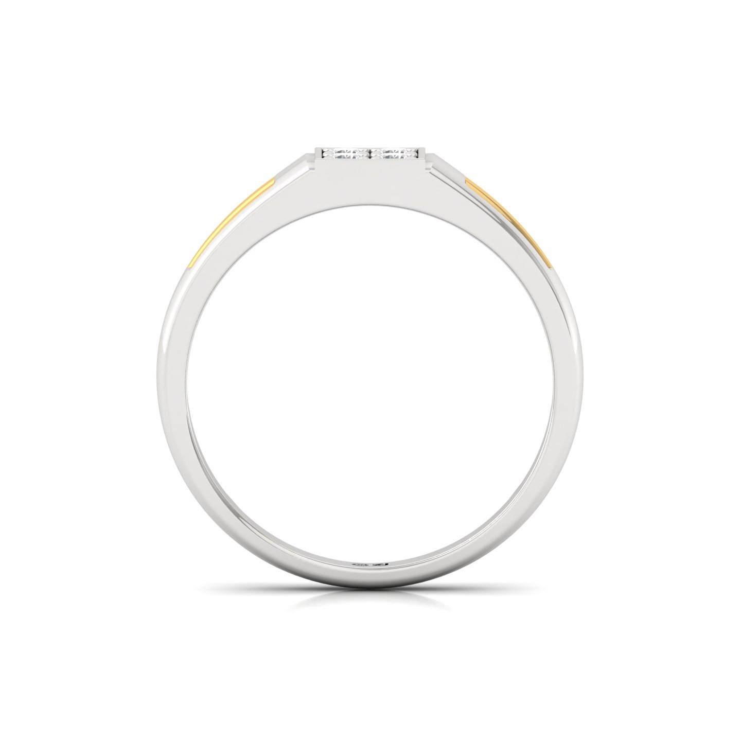 Men’s Diamond Cluster Ring | Two-Tone Modern Band with Lab Grown Diamonds | 925 Silver | 10K | 14K | 18K - View 3