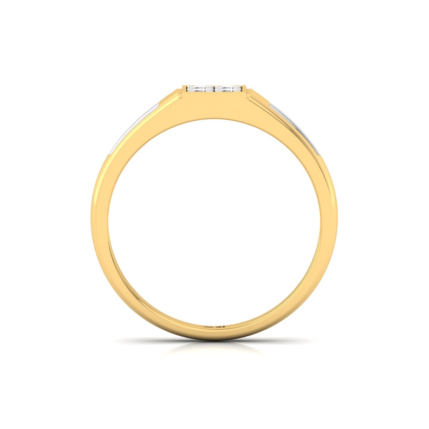 Men’s Diamond Cluster Ring | Two-Tone Modern Band with Lab Grown Diamonds | 925 Silver | 10K | 14K | 18K - View 3