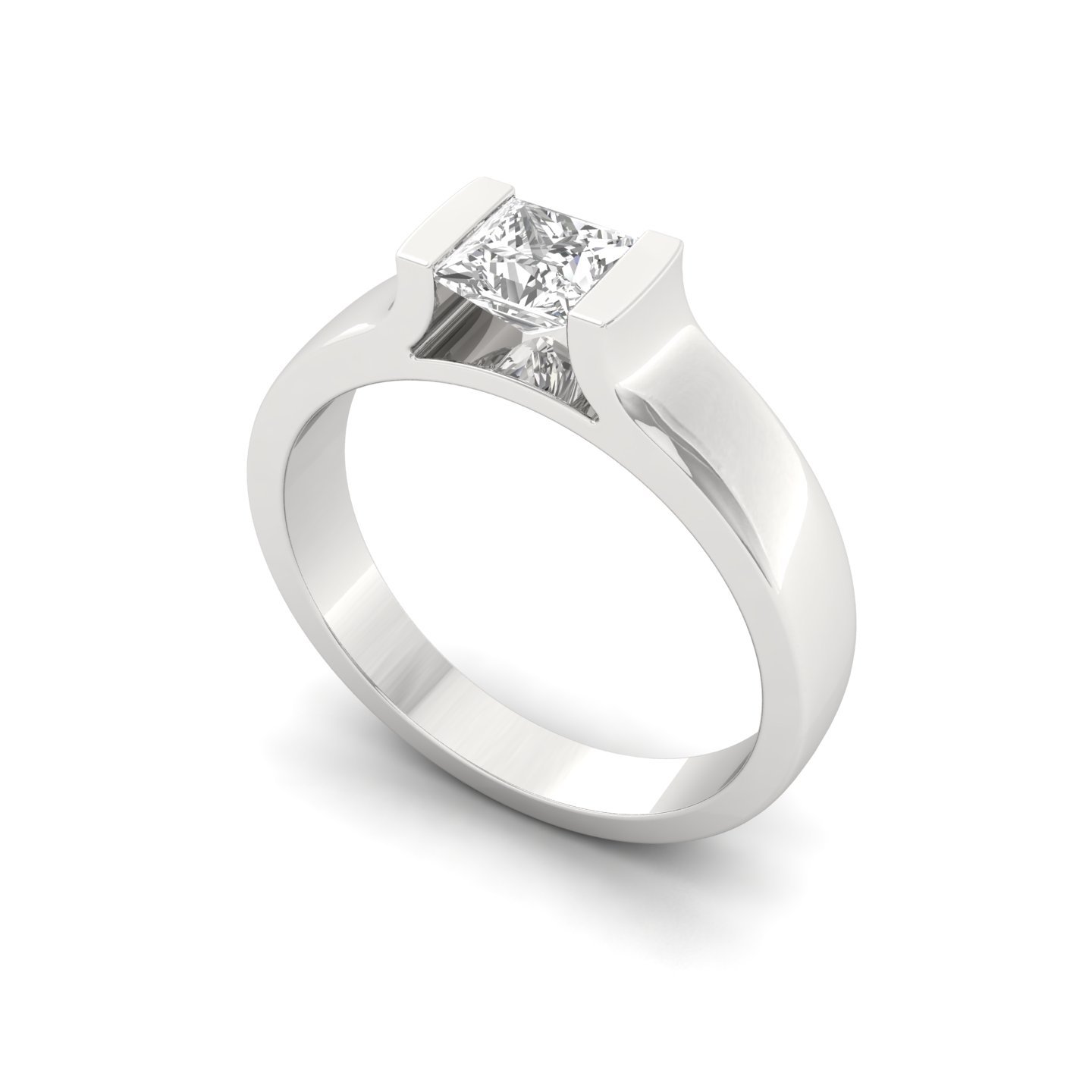 Princess Cut Diamond Men’s Solitaire Ring | Bold Lab Grown CVD Diamond Band | 925 Silver | 10K | 14K | 18K - View 2