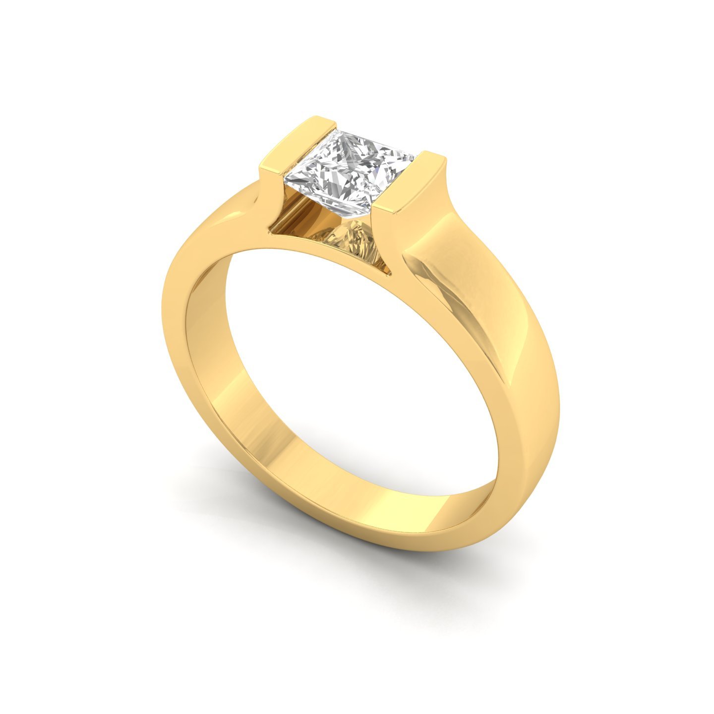 Princess Cut Diamond Men’s Solitaire Ring | Bold Lab Grown CVD Diamond Band | 925 Silver | 10K | 14K | 18K - View 2