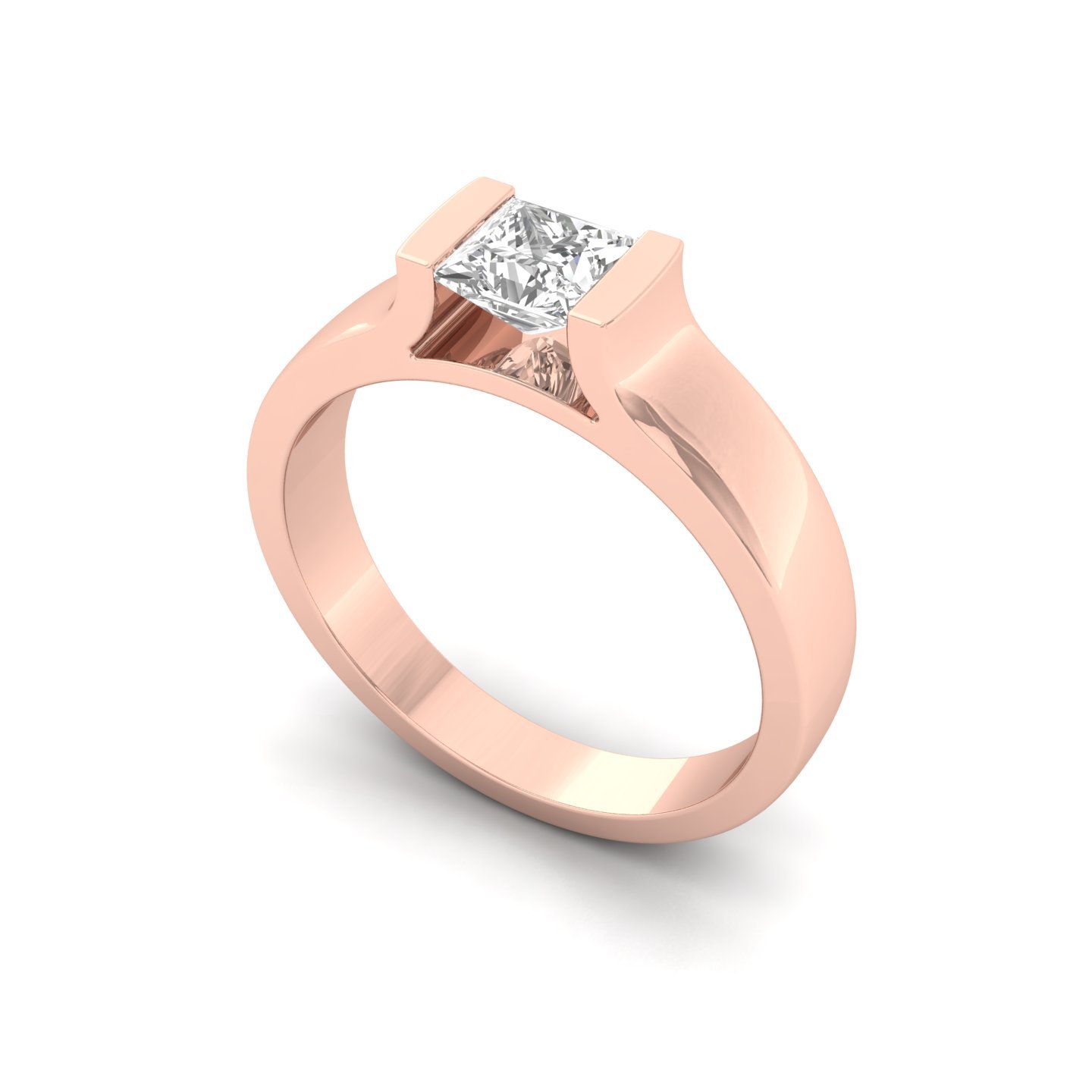 Princess Cut Diamond Men’s Solitaire Ring | Bold Lab Grown CVD Diamond Band | 925 Silver | 10K | 14K | 18K - View 2