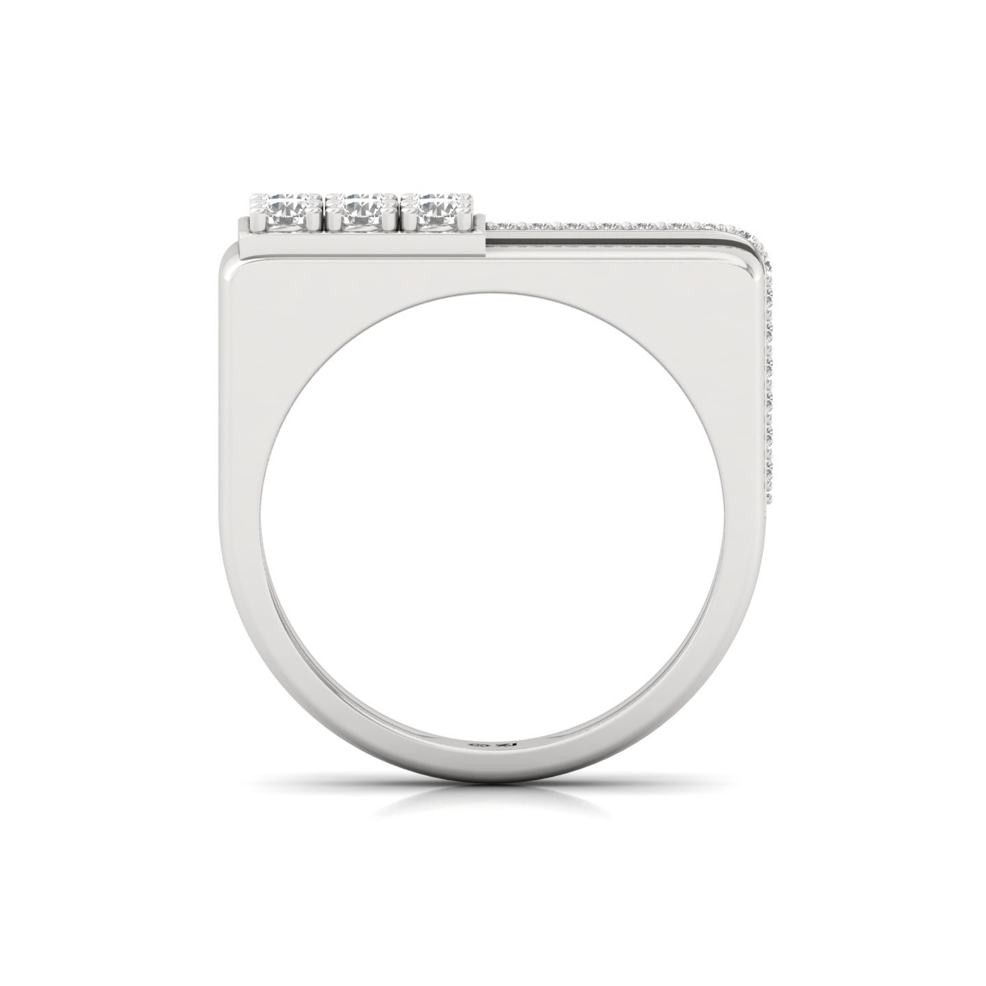 Round Cut Diamond Men’s Statement Ring | Modern Lab Grown CVD Diamond Bold Band | 925 Silver | 10K | 14K | 18K - View 3