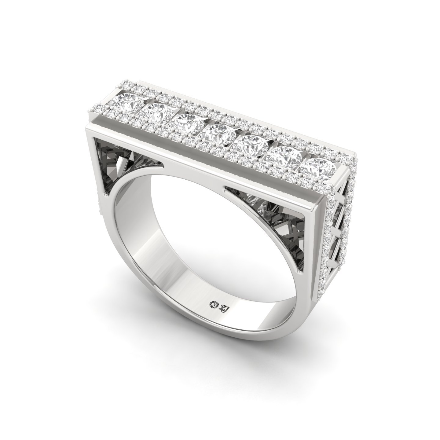 Round Cut Diamond Men’s Bold Statement Ring | Lab Grown CVD Diamond Luxury Band | 925 Silver | 10K | 14K | 18K - View 2