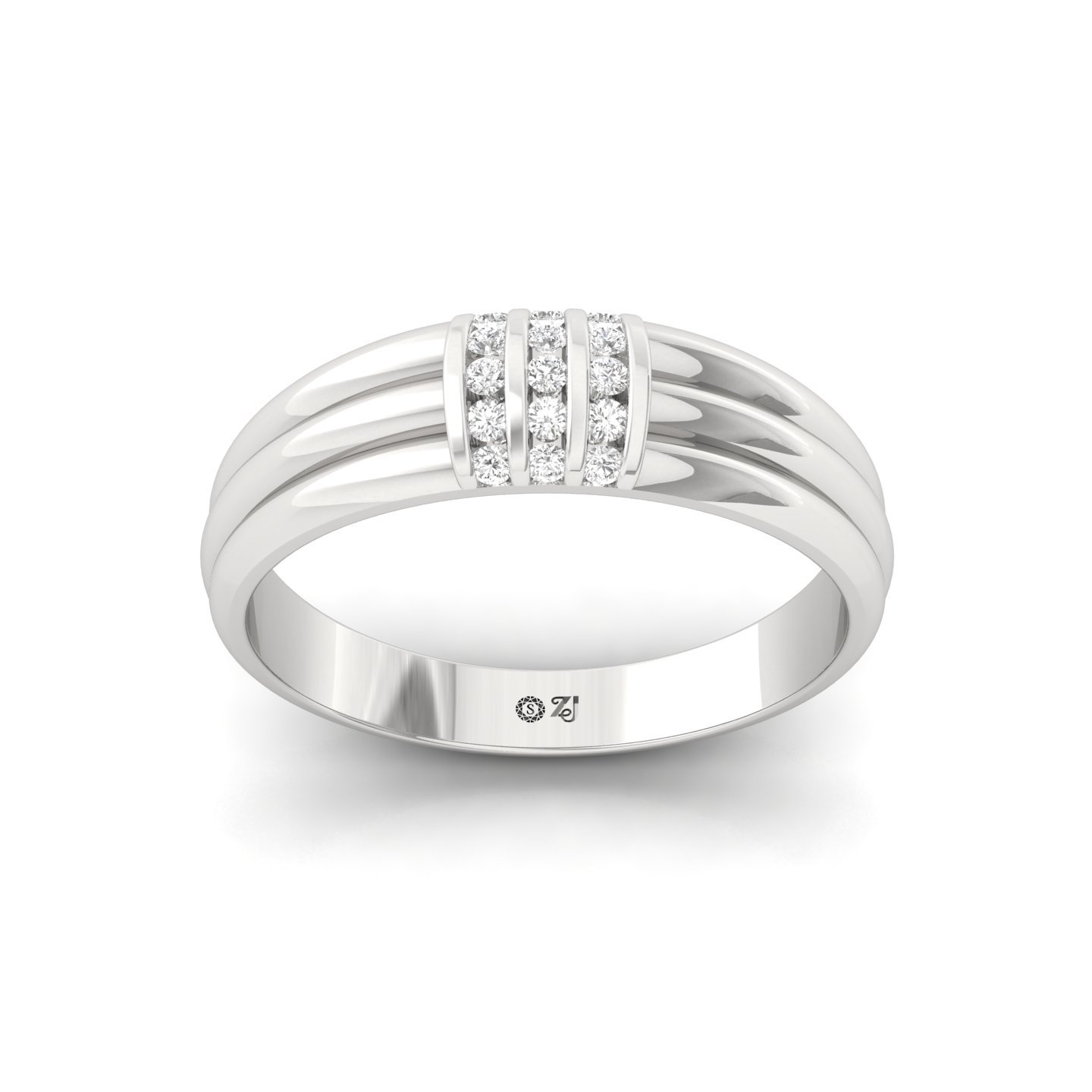 Round Cut Diamond Men’s Band Ring | Classic Lab Grown CVD Diamond Ring | 925 Silver | 10K | 14K | 18K - Main View