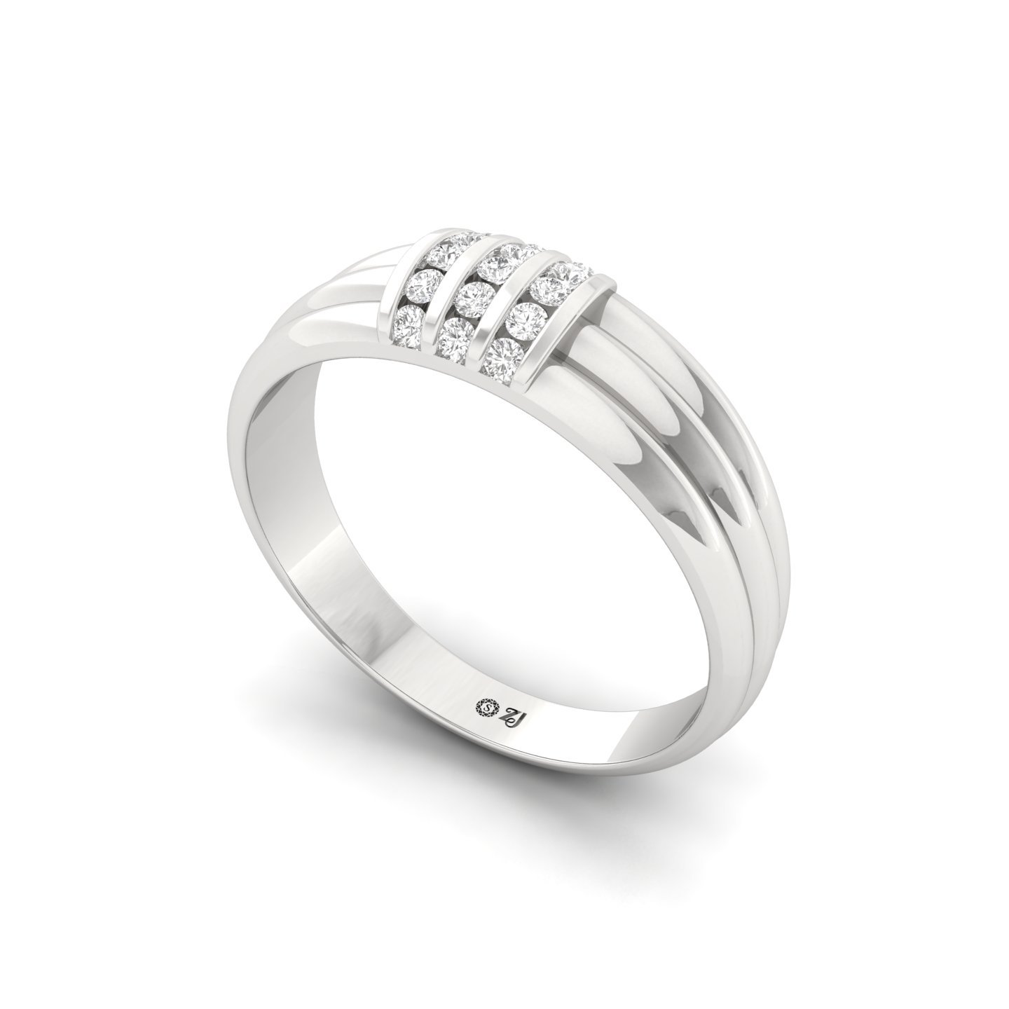 Round Cut Diamond Men’s Band Ring | Classic Lab Grown CVD Diamond Ring | 925 Silver | 10K | 14K | 18K - View 2