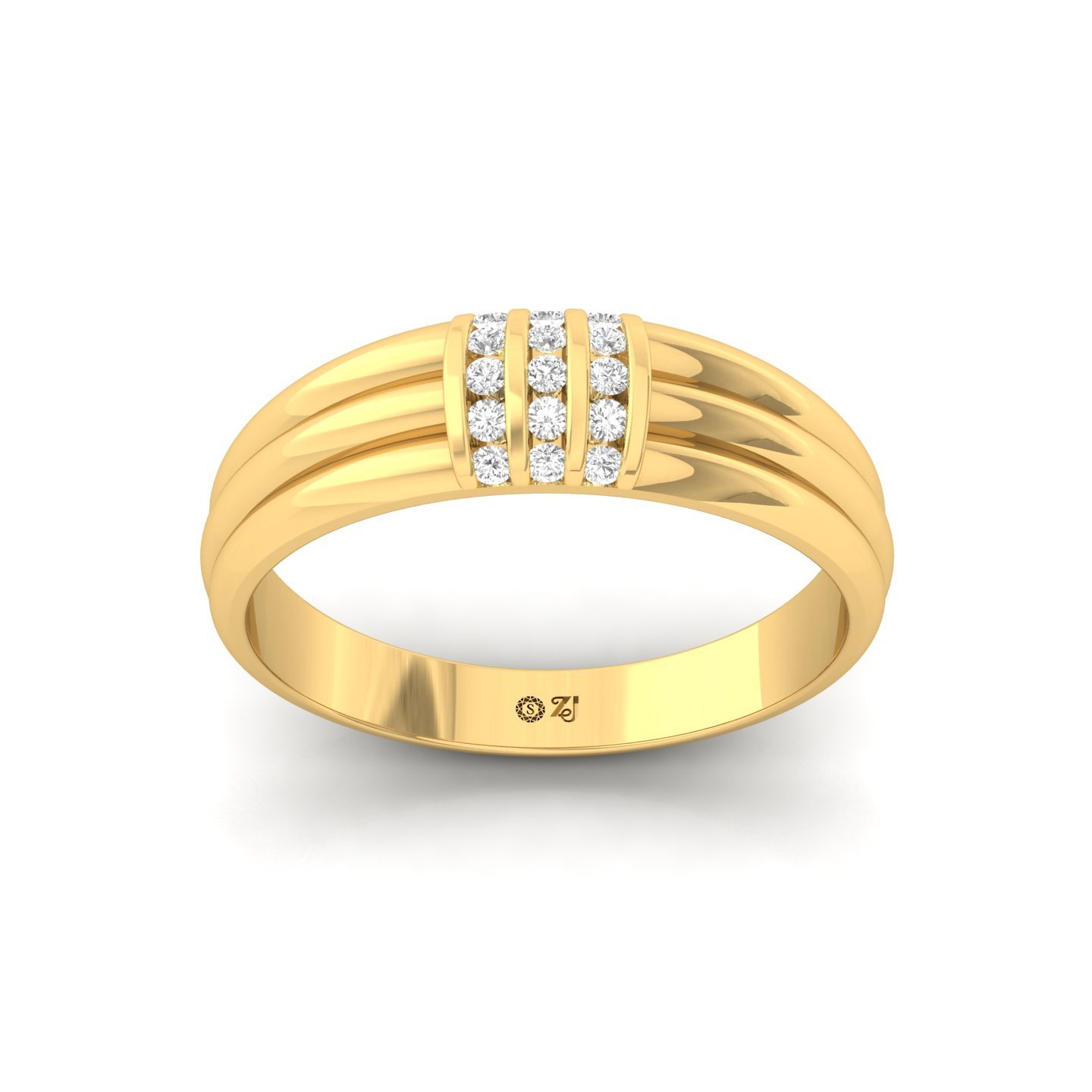 Round Cut Diamond Men’s Band Ring | Classic Lab Grown CVD Diamond Ring | 925 Silver | 10K | 14K | 18K - Gold Main View