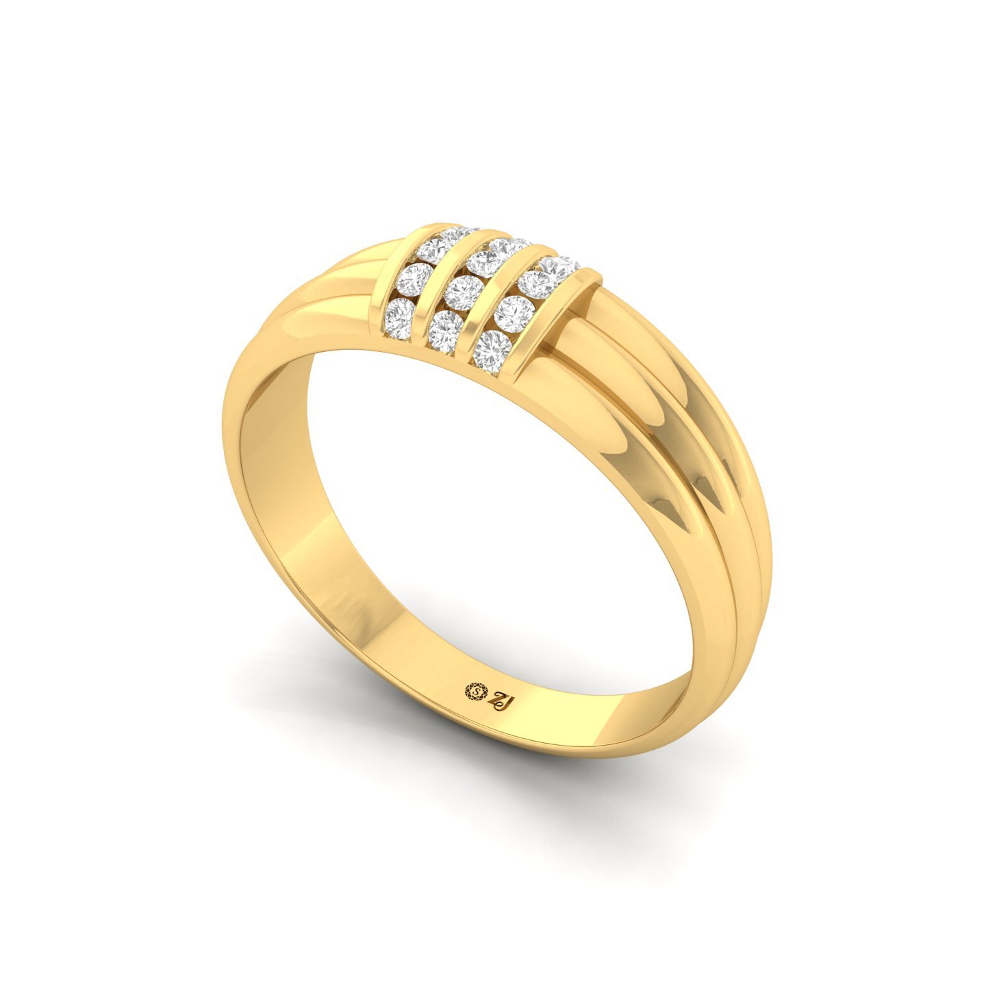 Round Cut Diamond Men’s Band Ring | Classic Lab Grown CVD Diamond Ring | 925 Silver | 10K | 14K | 18K - View 2